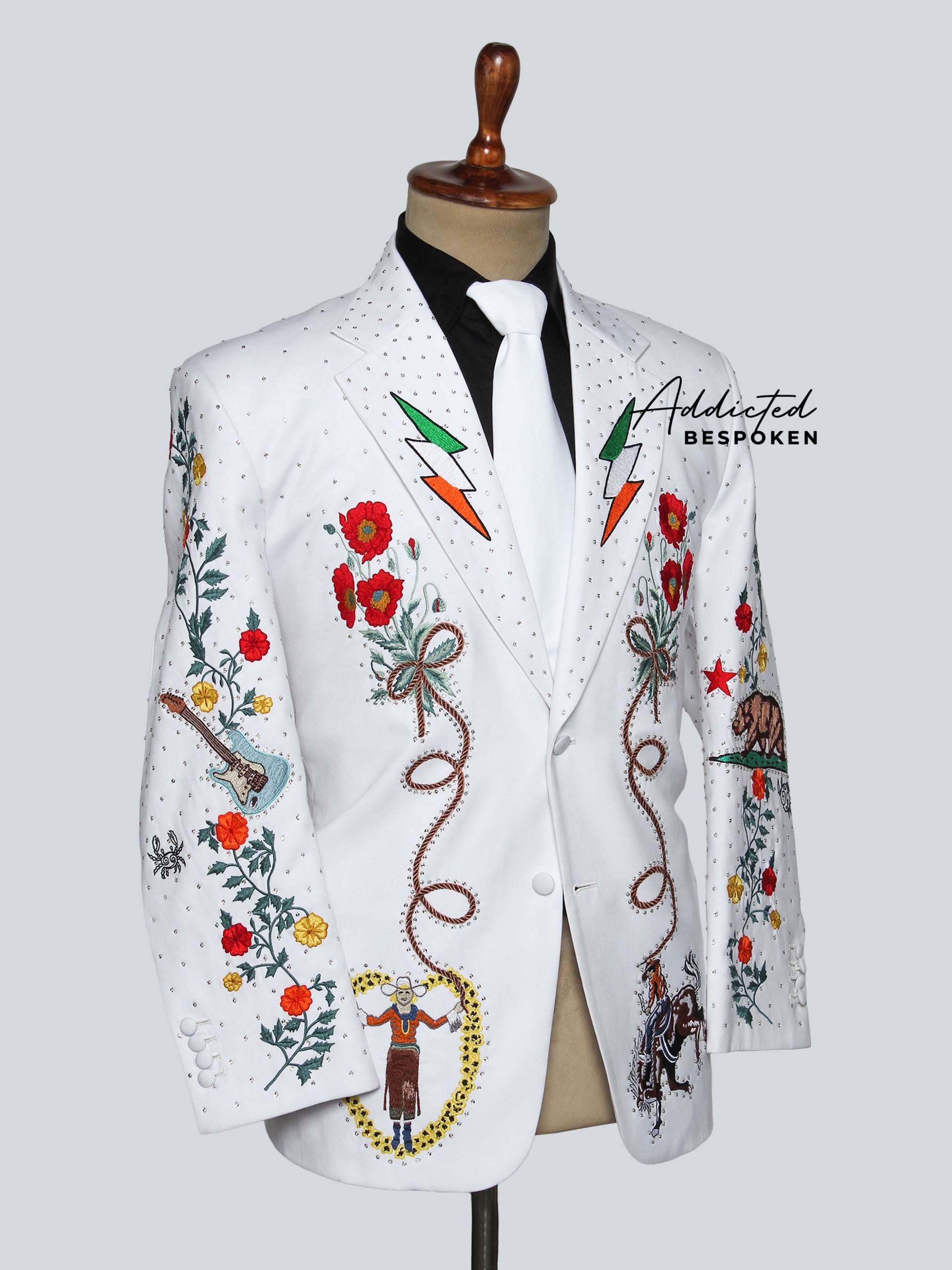 Floral Embroidery Tailored Suit Addicted Bespoken
