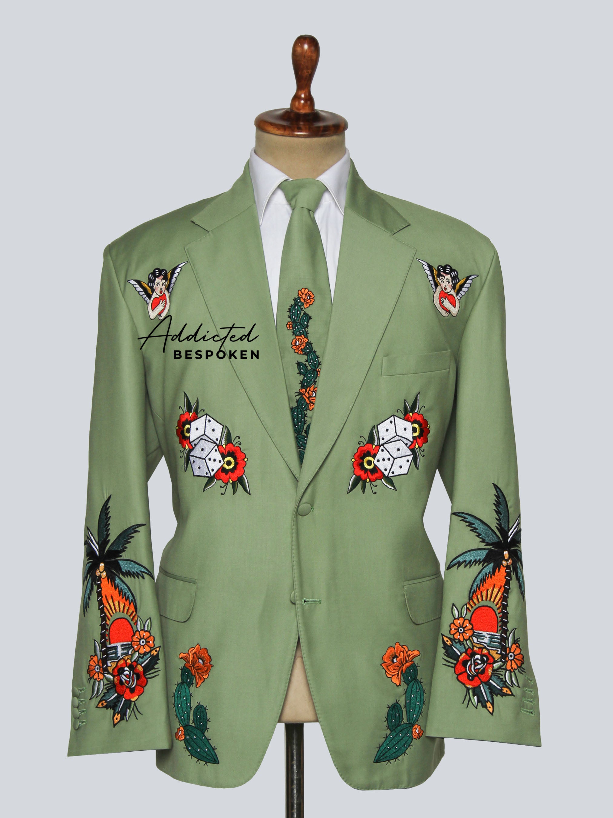 Tropical Embroidery Tailored Suit Addicted Bespoken