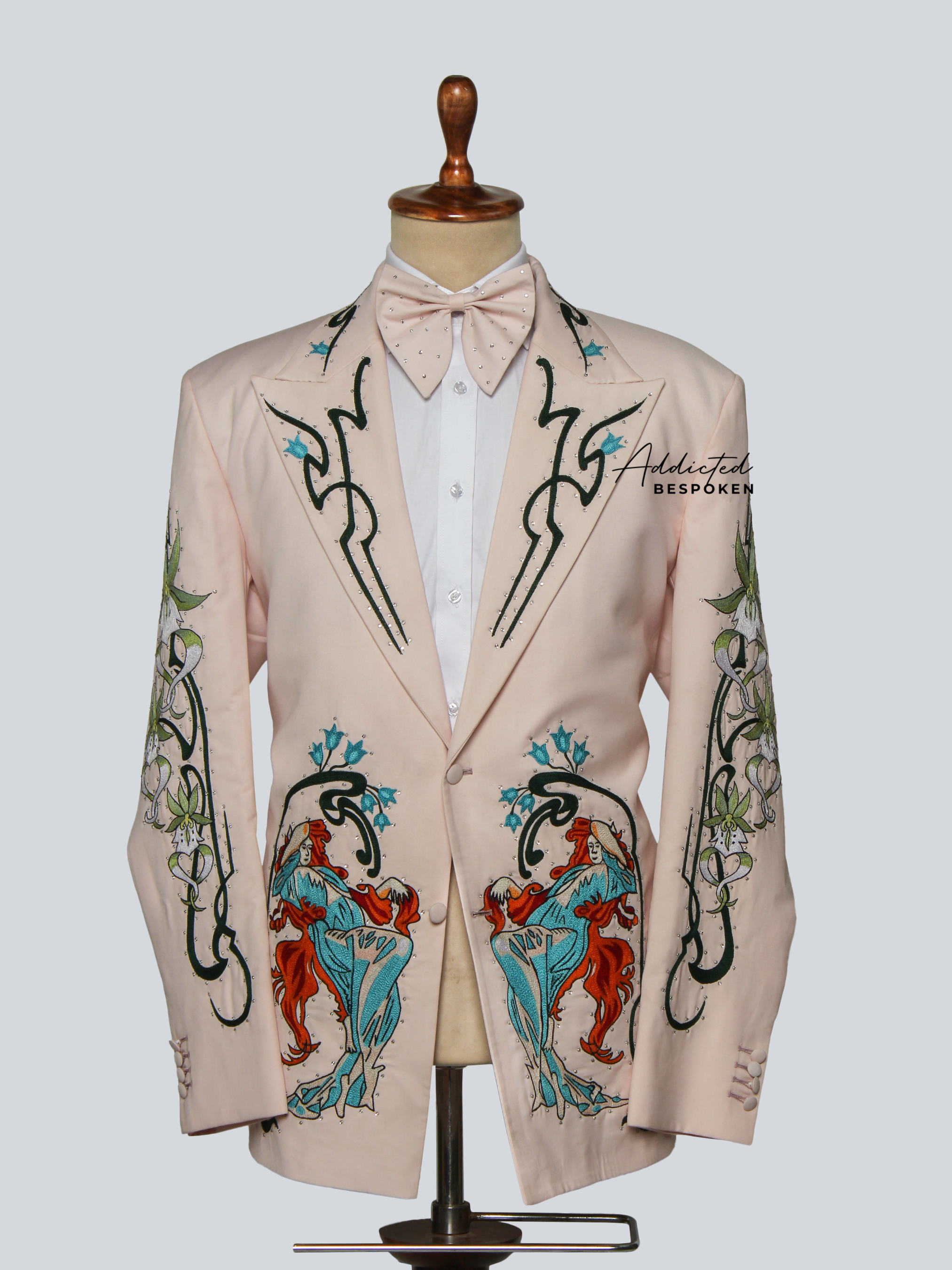 Twin Stallion Embroidered Suit
