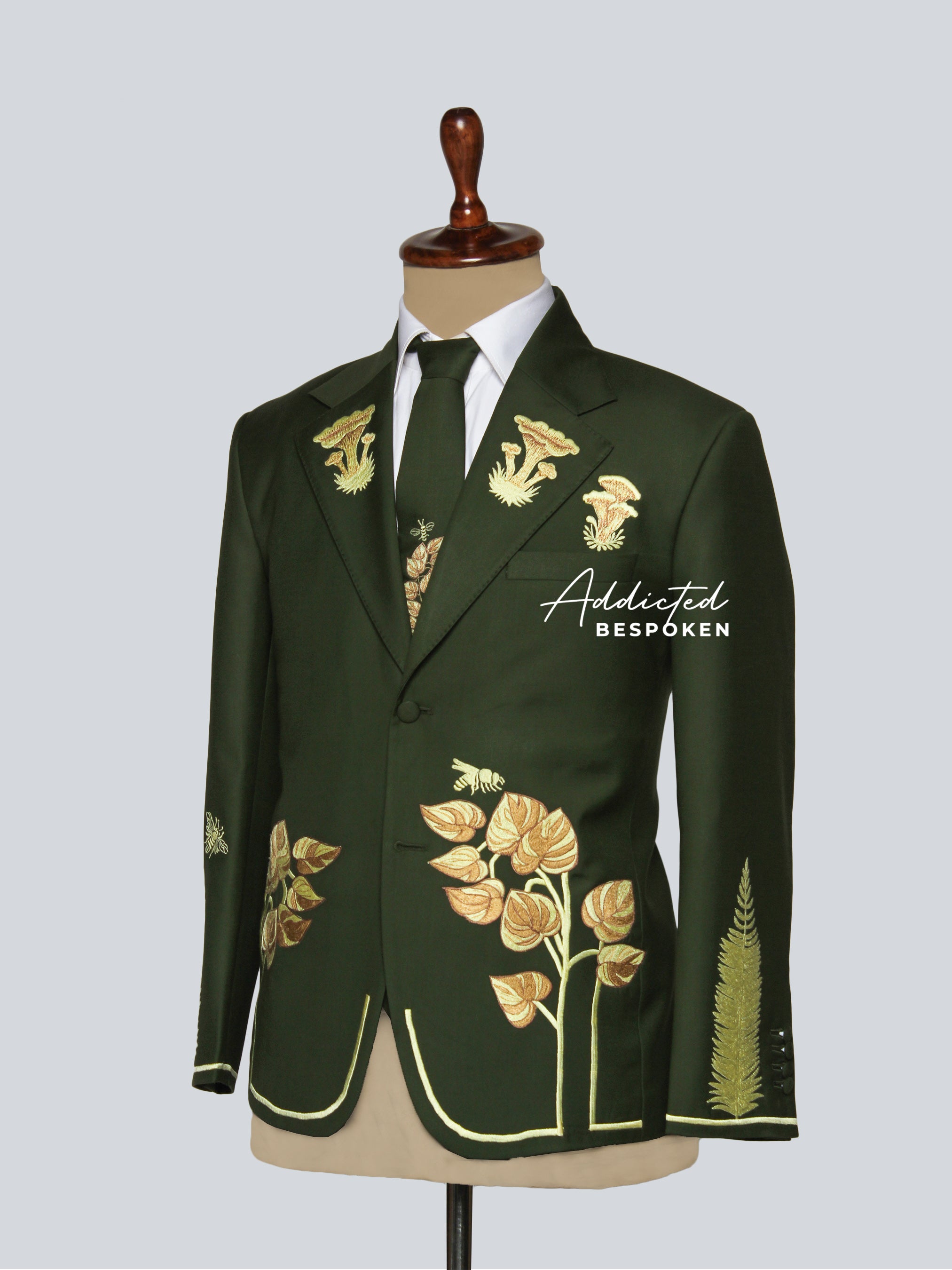 Forest Green Embroidered Blazer Addicted Bespoken