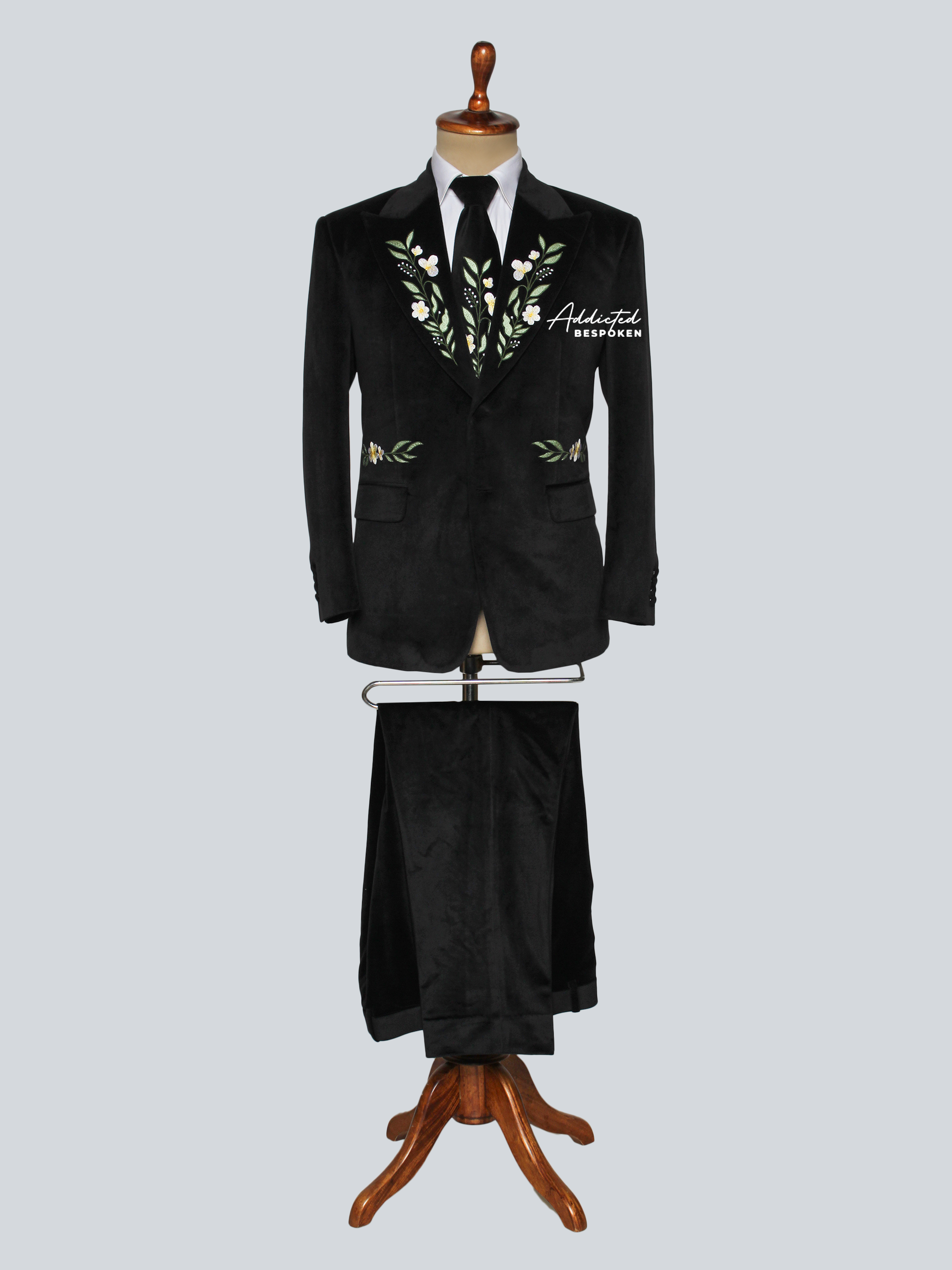 Black Floral Embroidered Suit Addicted Bespoken