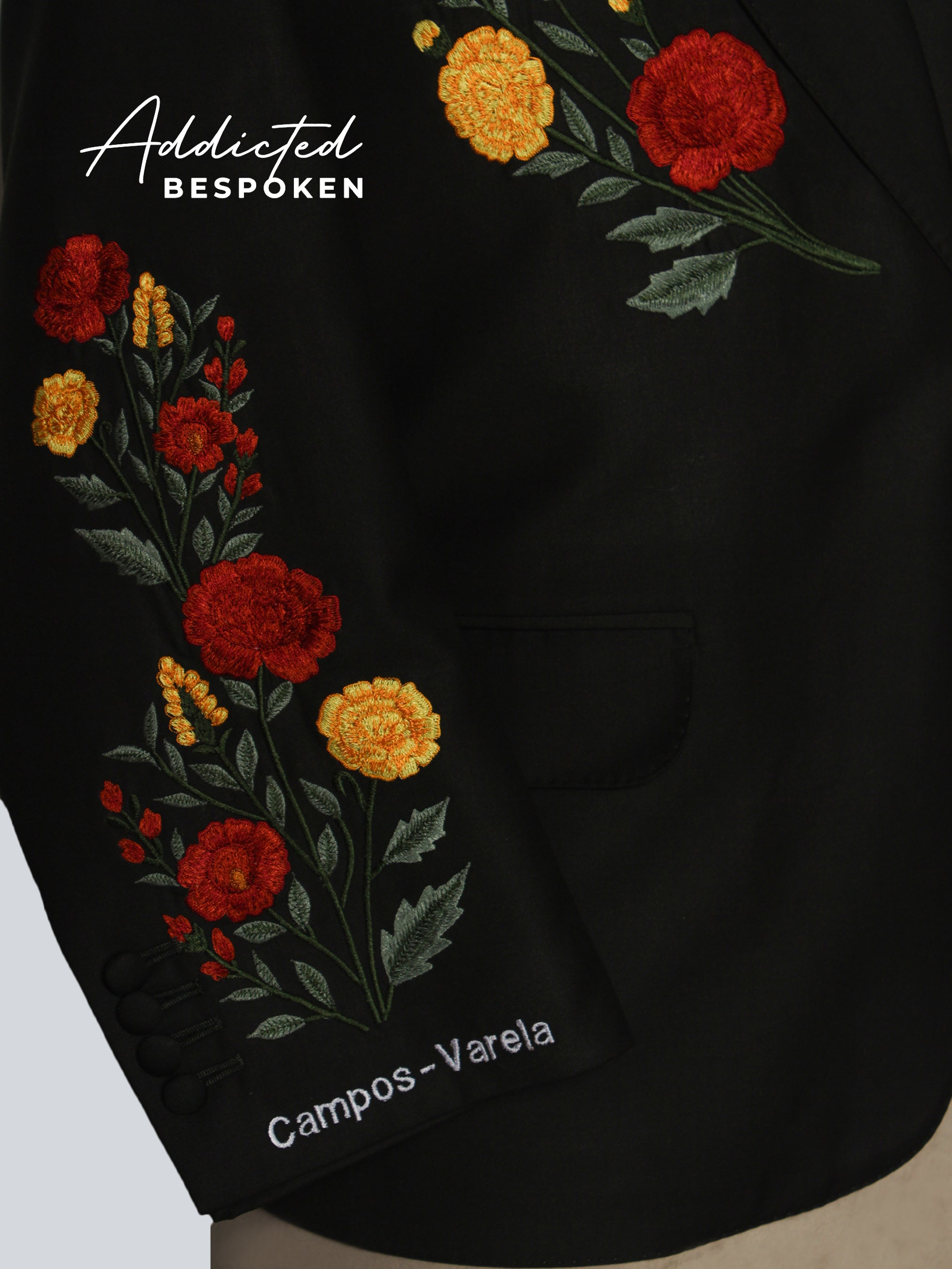 Black Floral Embroidered Blazer Addicted Bespoken