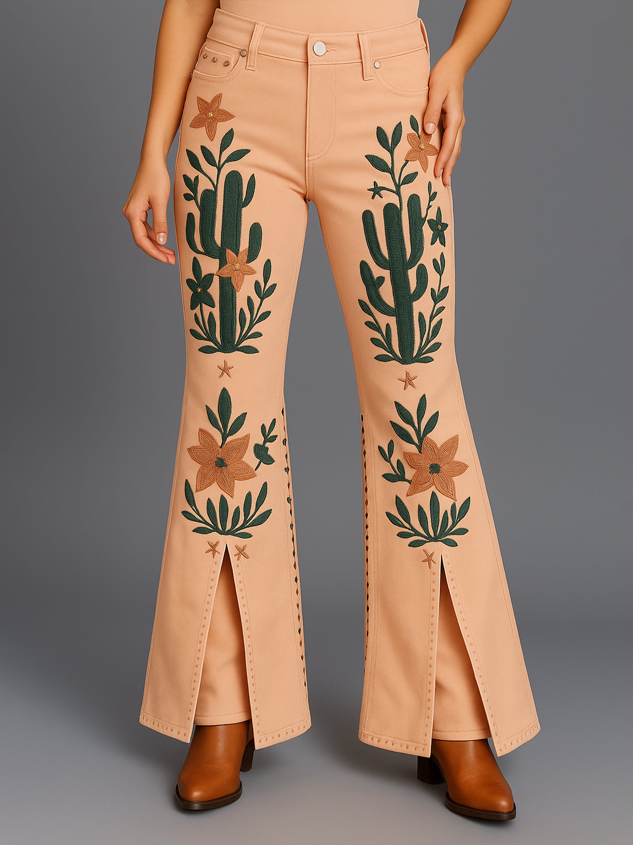 Floral Cactus Rodeo Slit Pant