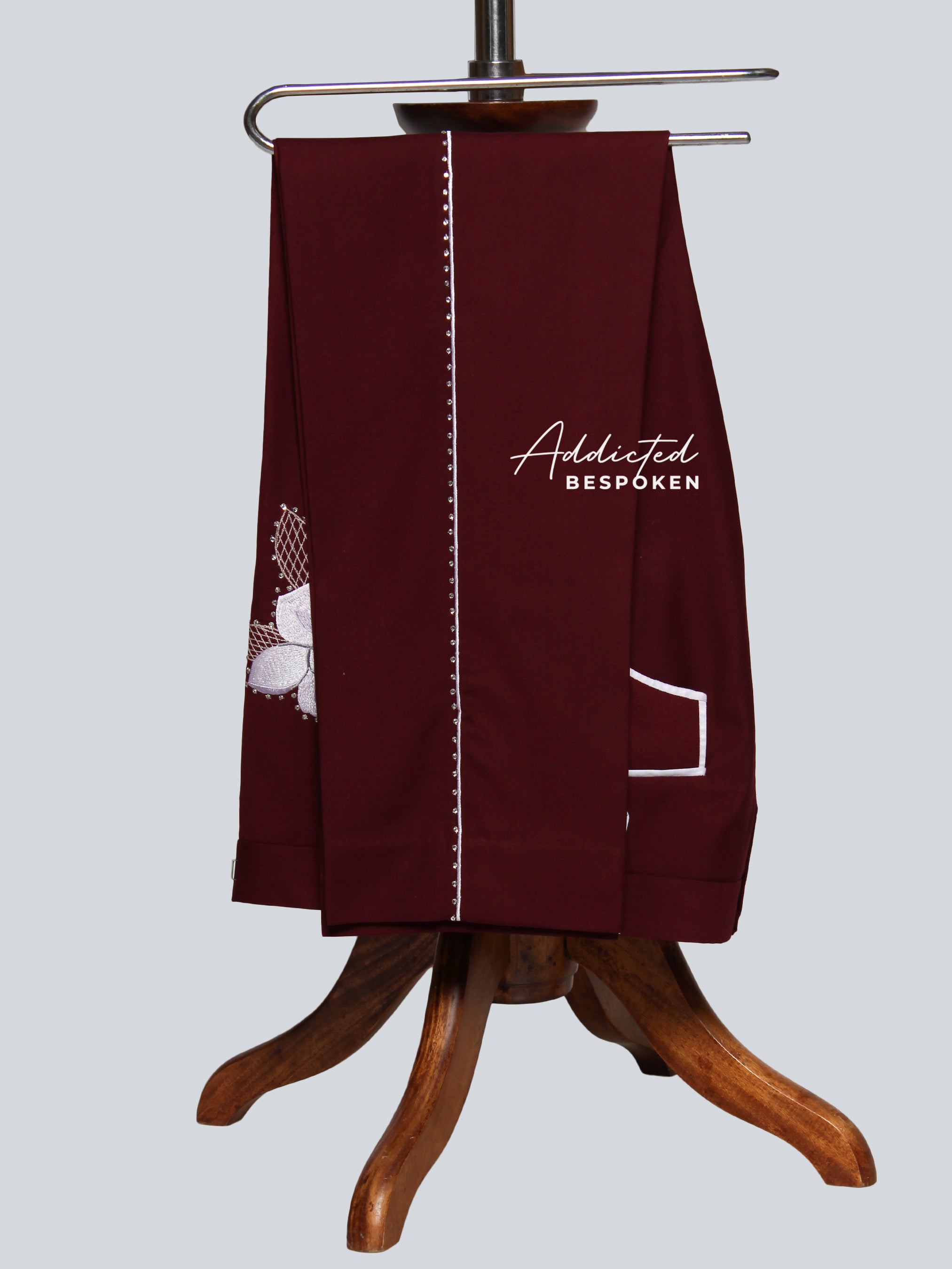 Crimson Bloom Shawl Lapel Embroidered Suit