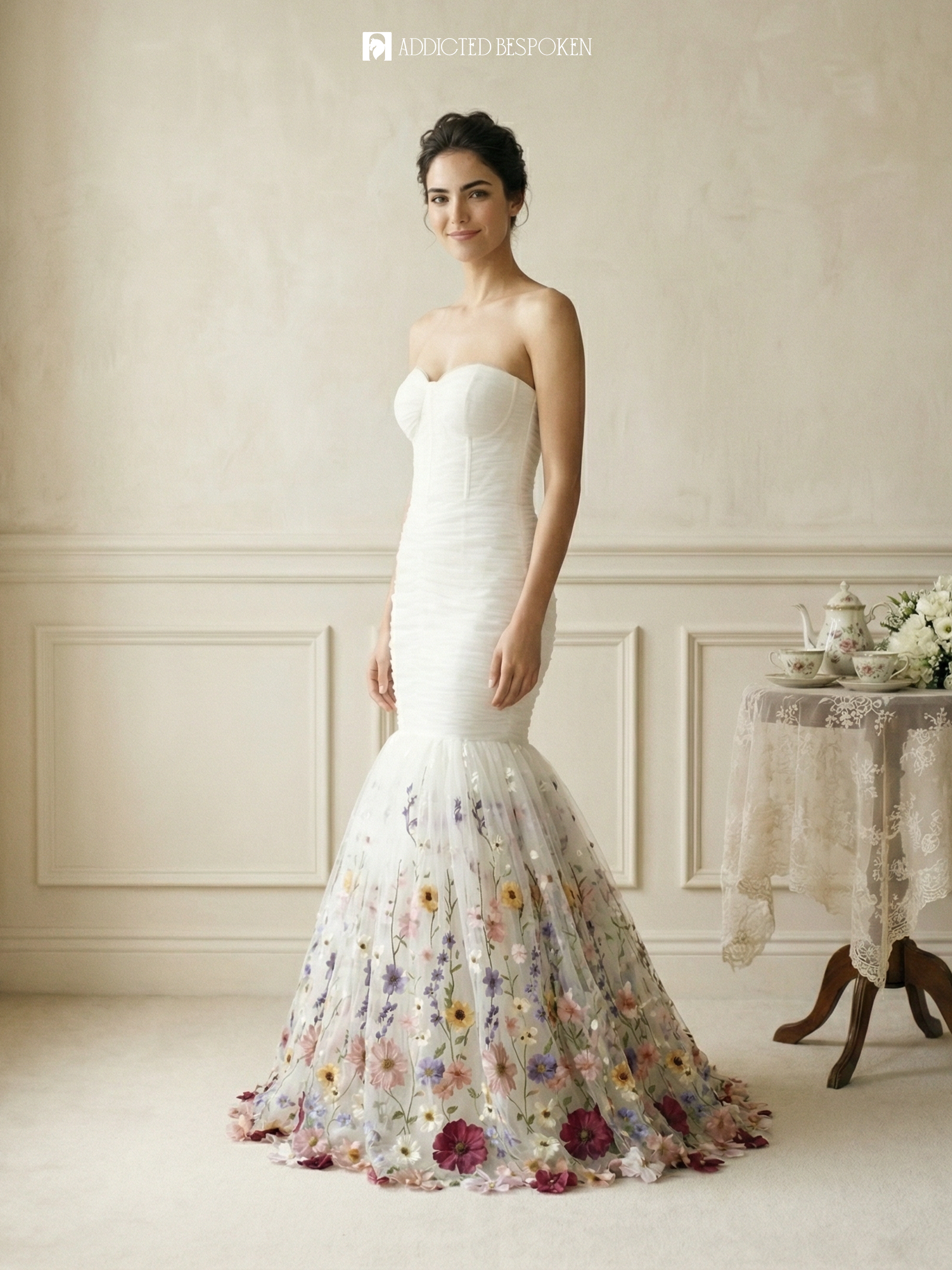 Floral Embroidered Bridal Gown Addicted Bespoken