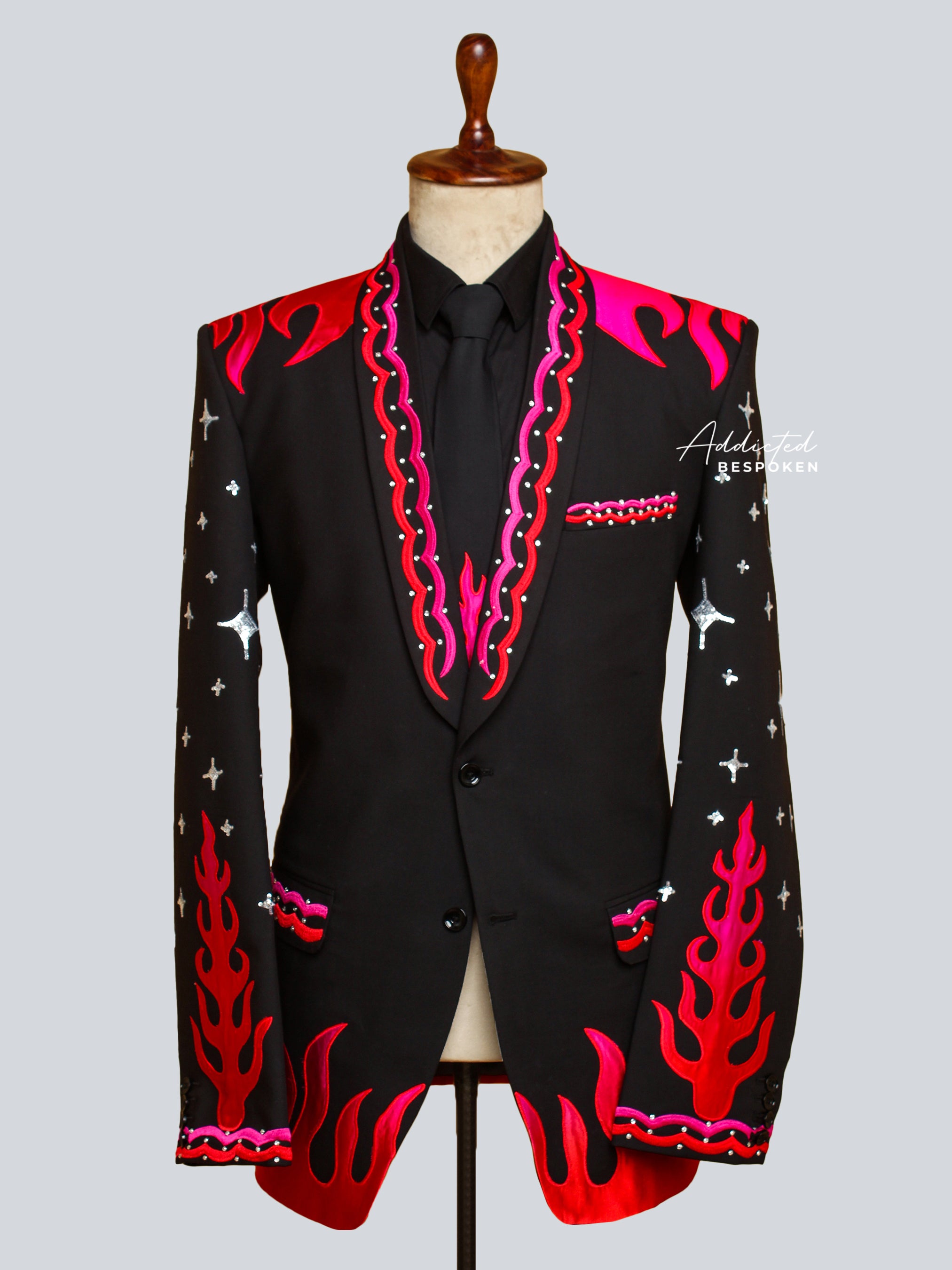 Rhinestone Cowboy Wedding Ensemble | Addicted Bespoken Custom Blazer Only / Cotton / Wine