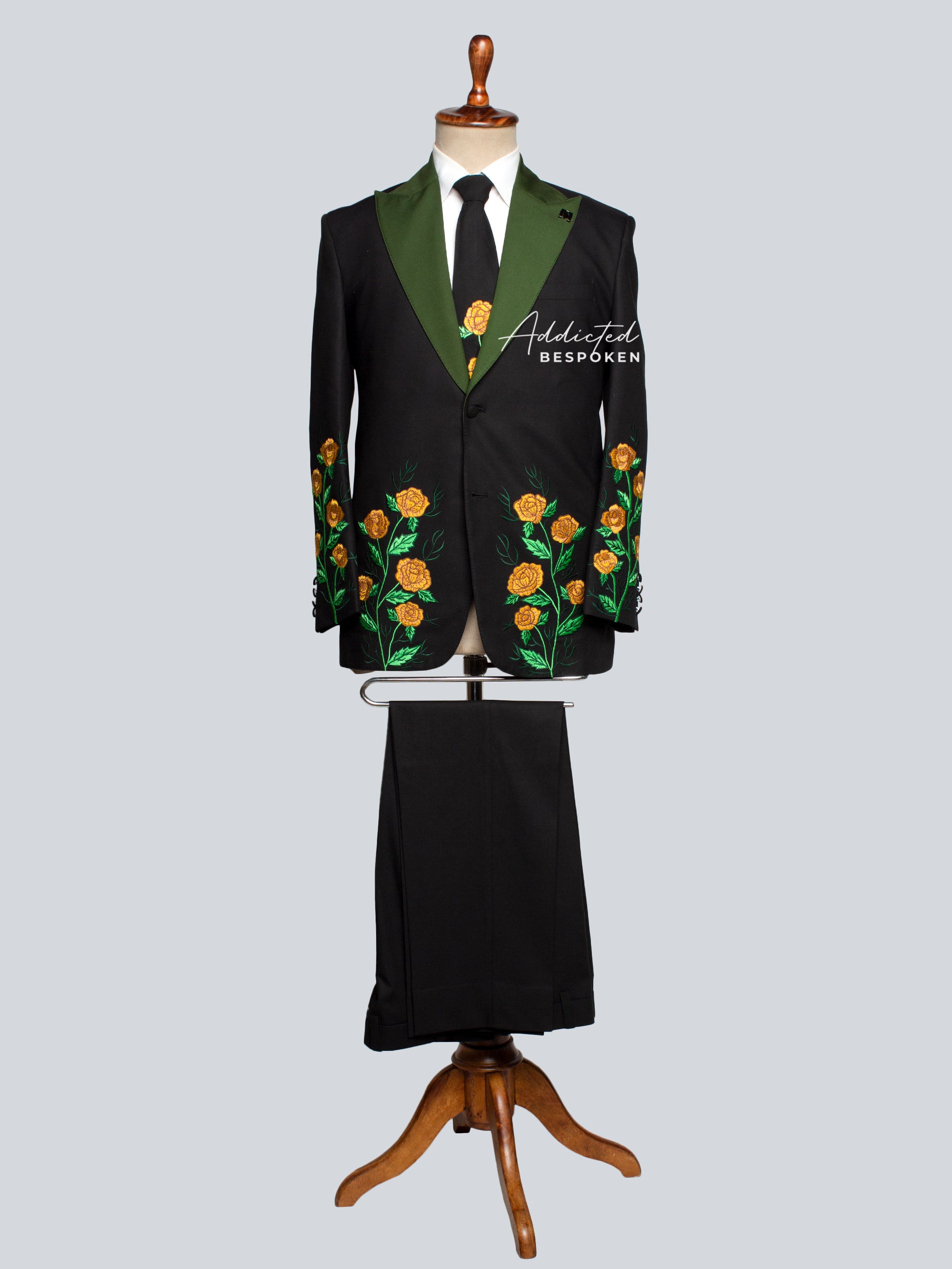 Signature Rose Motif Embroidered Suit