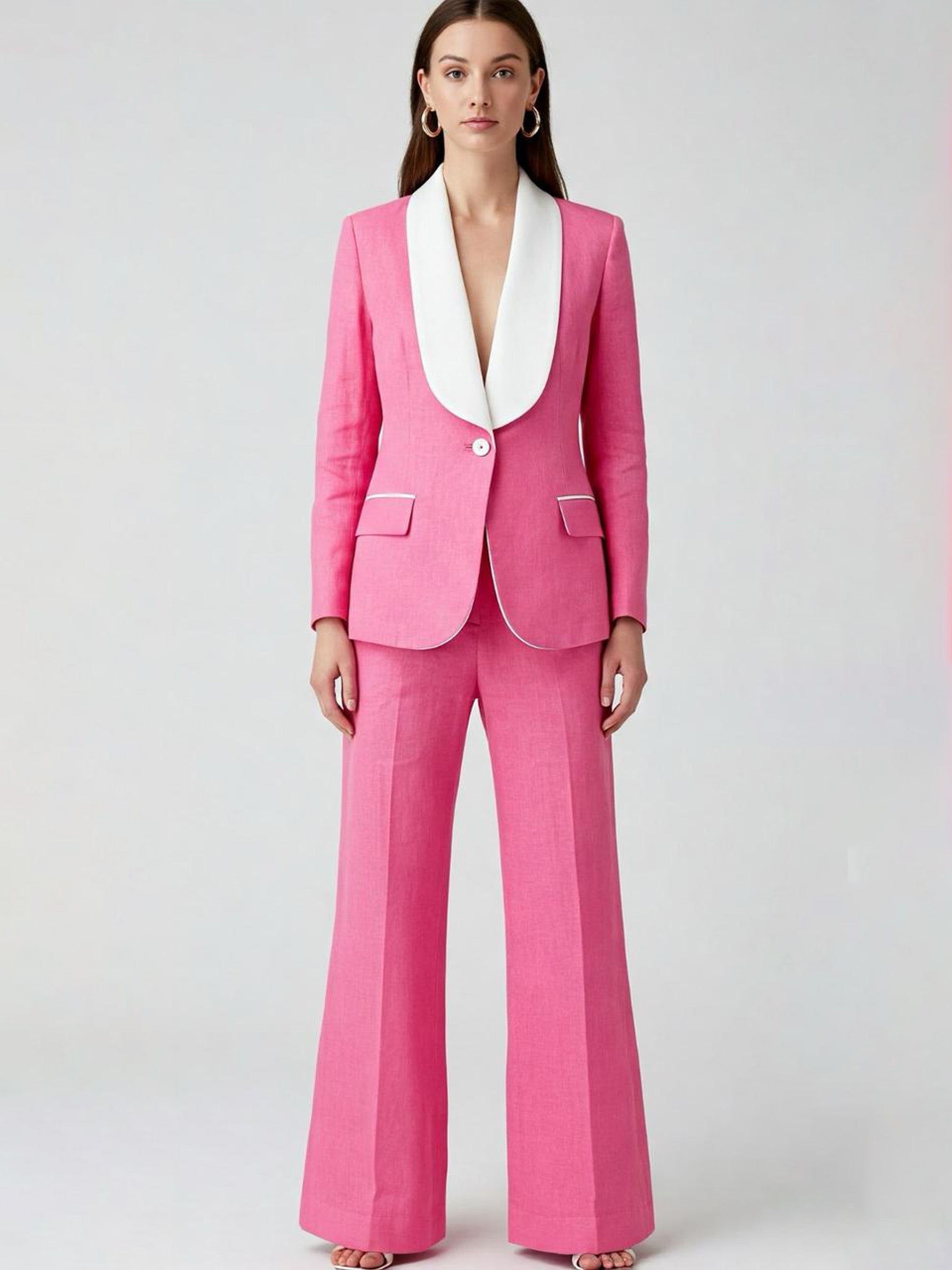 Bold Curve Contrast Lapel Suit