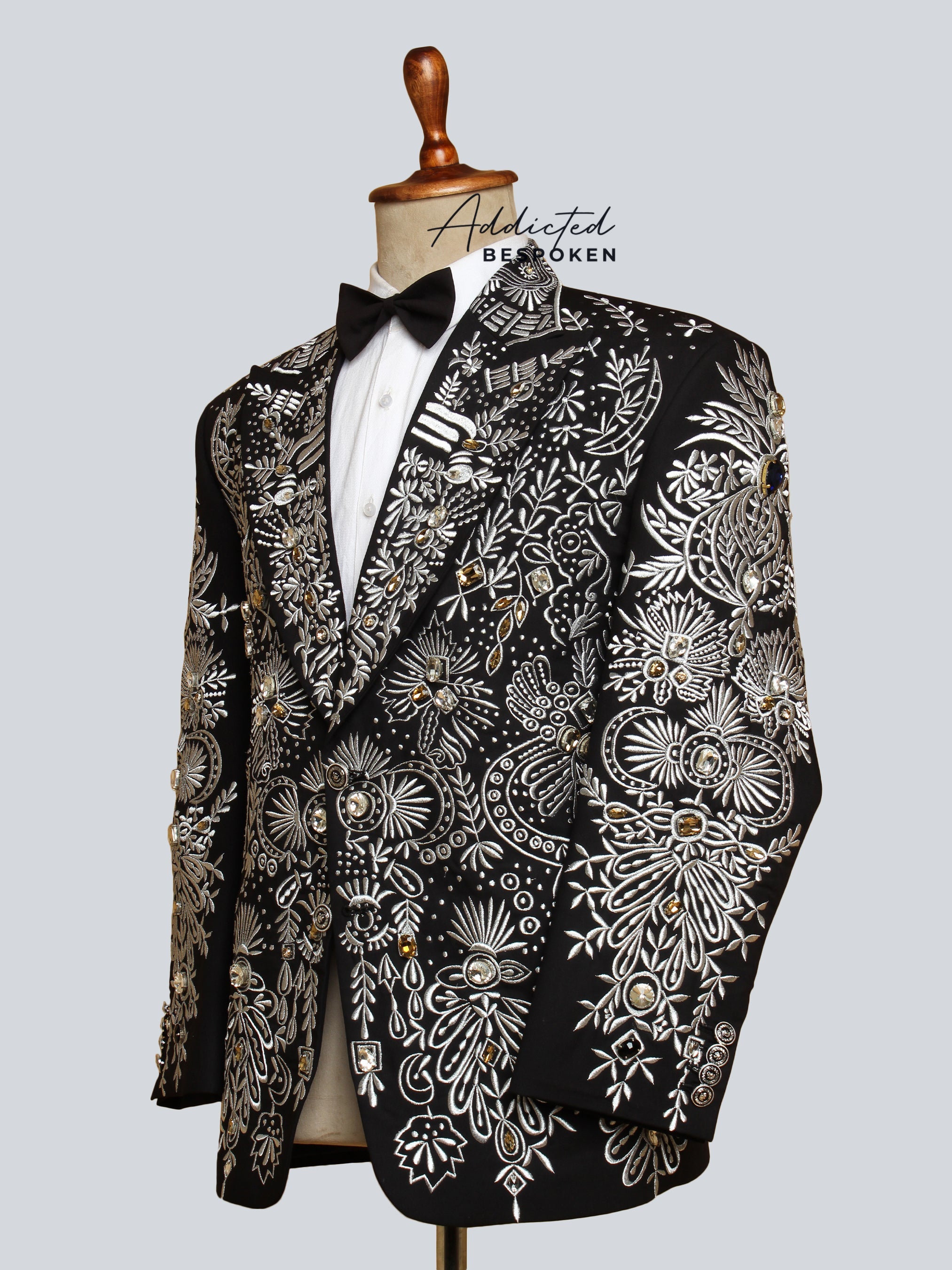 Midnight Elegance Embroidered Blazer Addicted Bespoken
