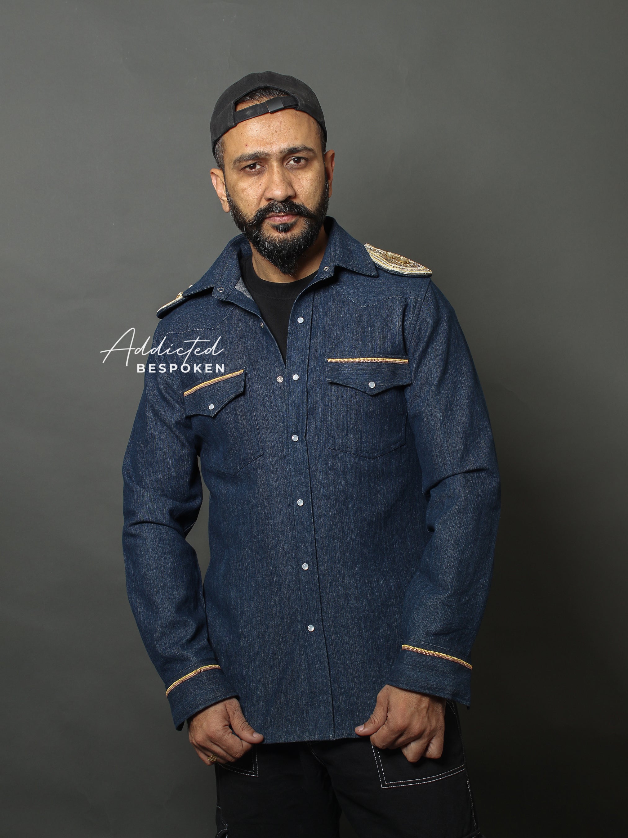 Regal Lion Embroidered Denim Shirt Addicted Bespoken