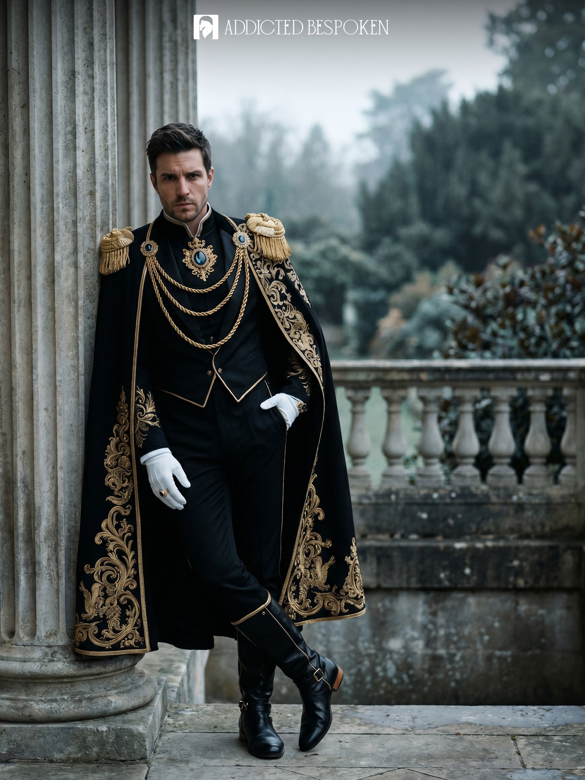 Royal Gothic Embroidered Cape Suit Addicted Bespoken