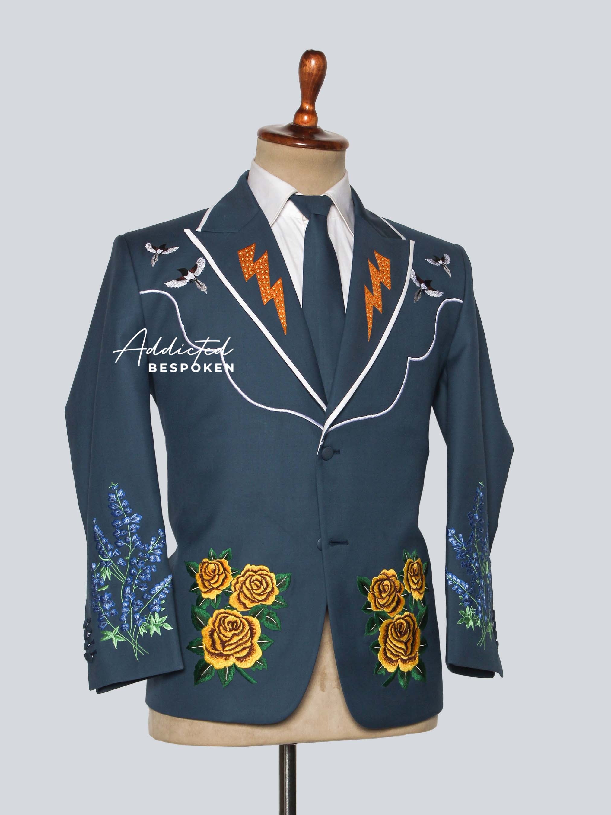 Western Rose Embroidered Suit Addicted Bespoken