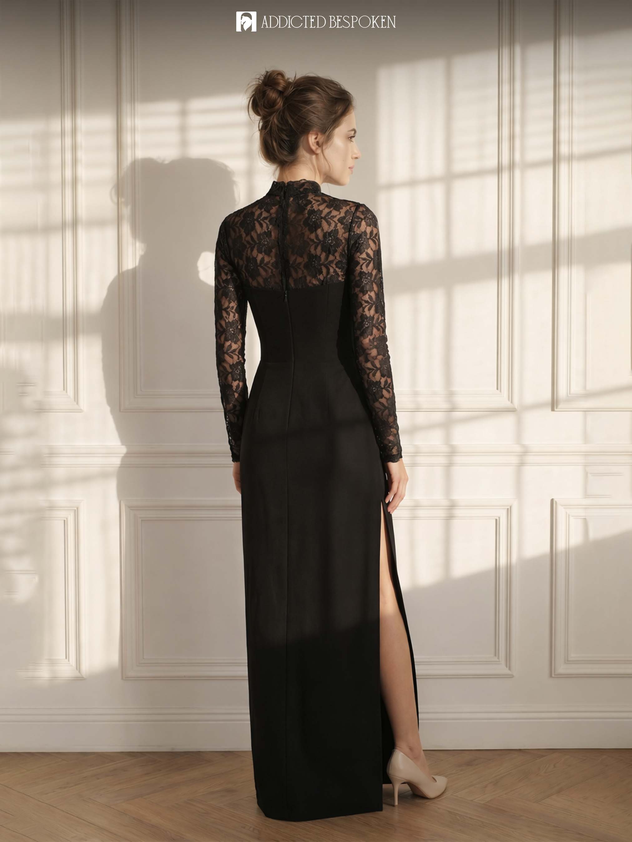 Lace Sleeve Evening Maxi Dress Addicted Bespoken