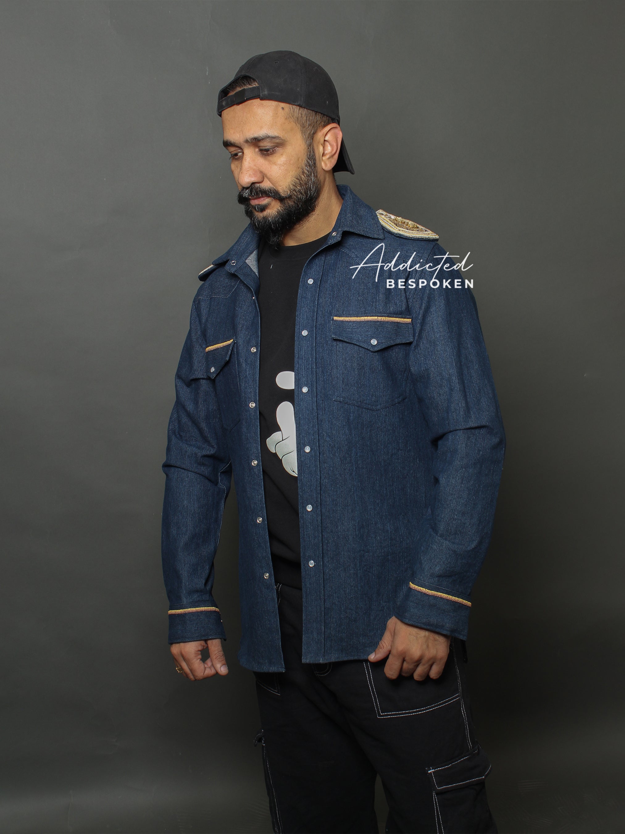 Regal Lion Embroidered Denim Shirt Addicted Bespoken