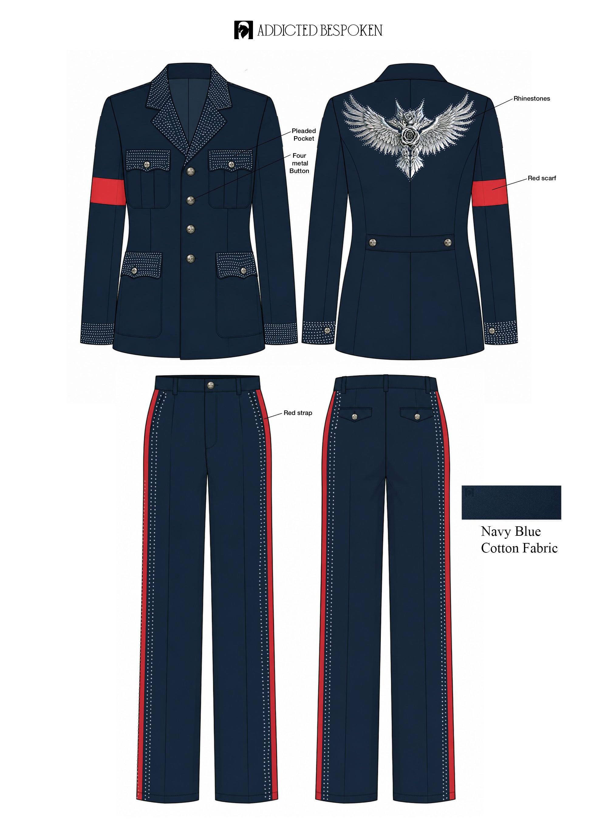 Rhinestone Military Stage Costume Addicted Bespoken