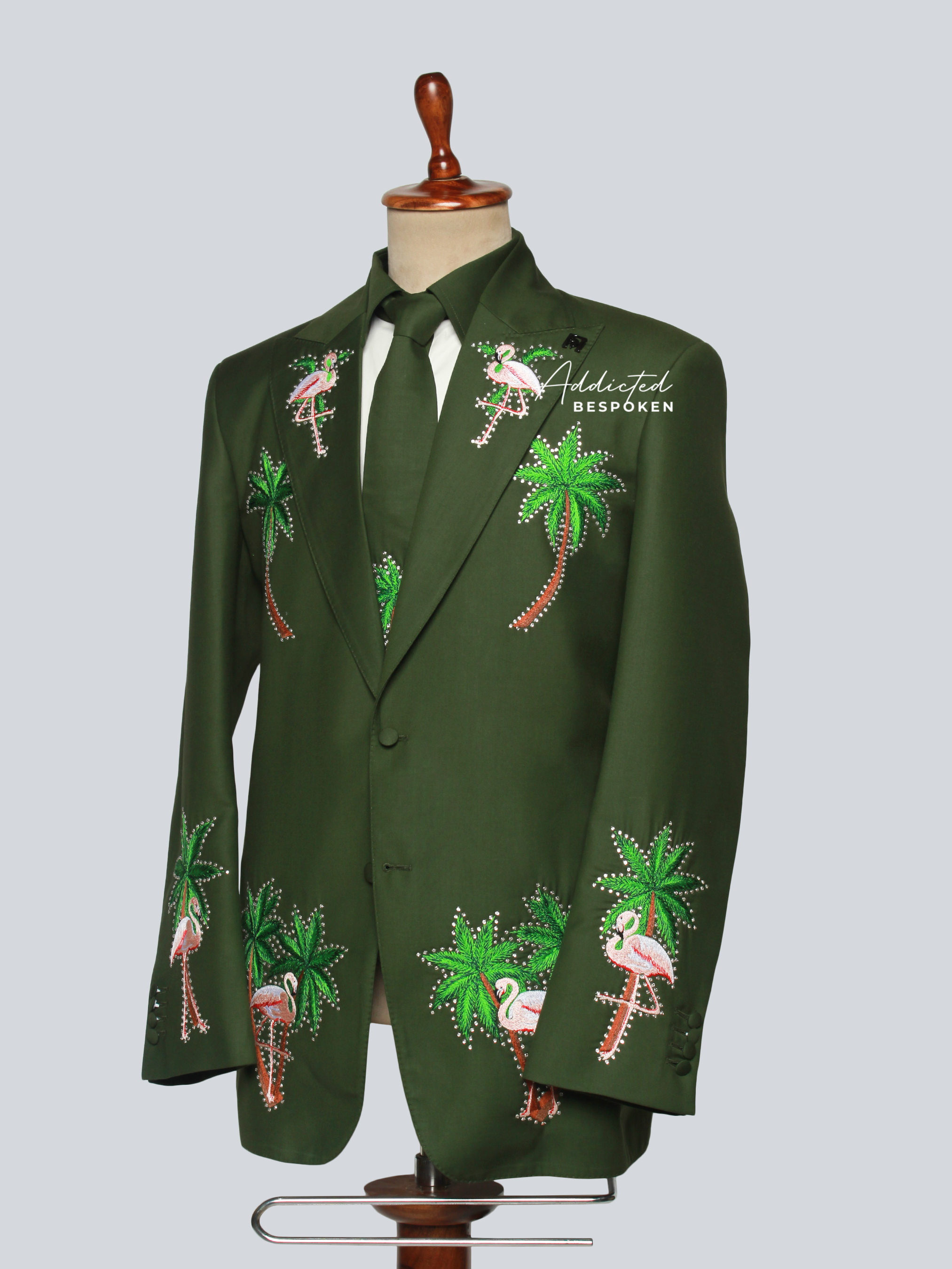 Flamingo Palm Embroidered Suit