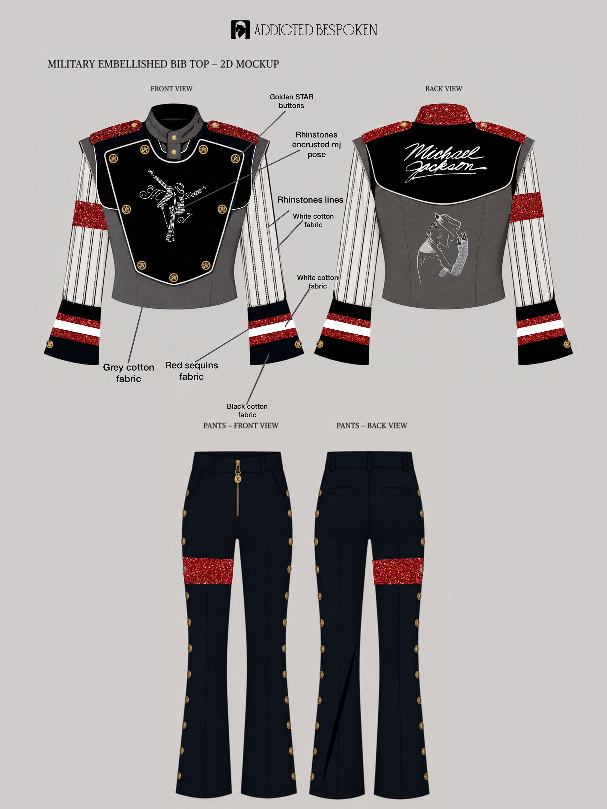 Military Embellished Bib Stage Costume Addicted Bespoken