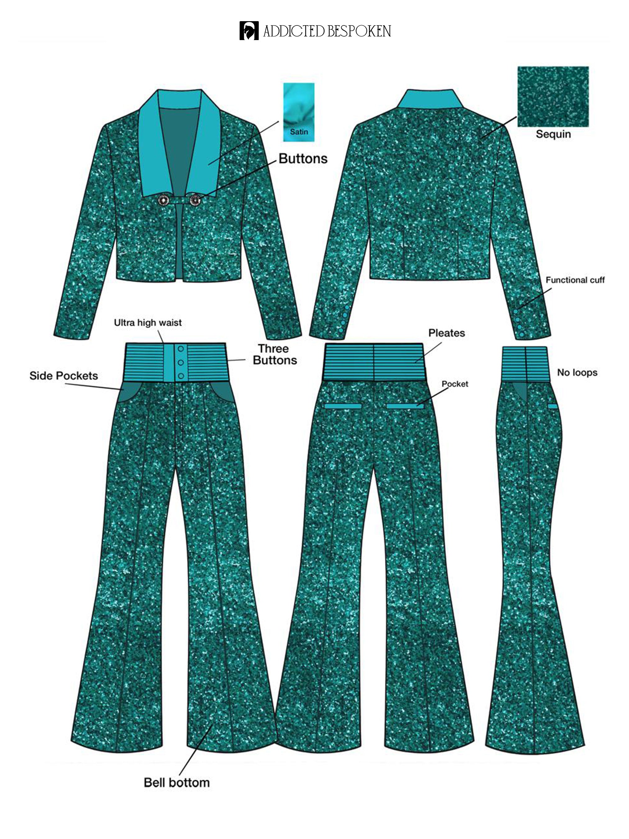 Sequin Bell Bottom Stage Costume Addicted Bespoken