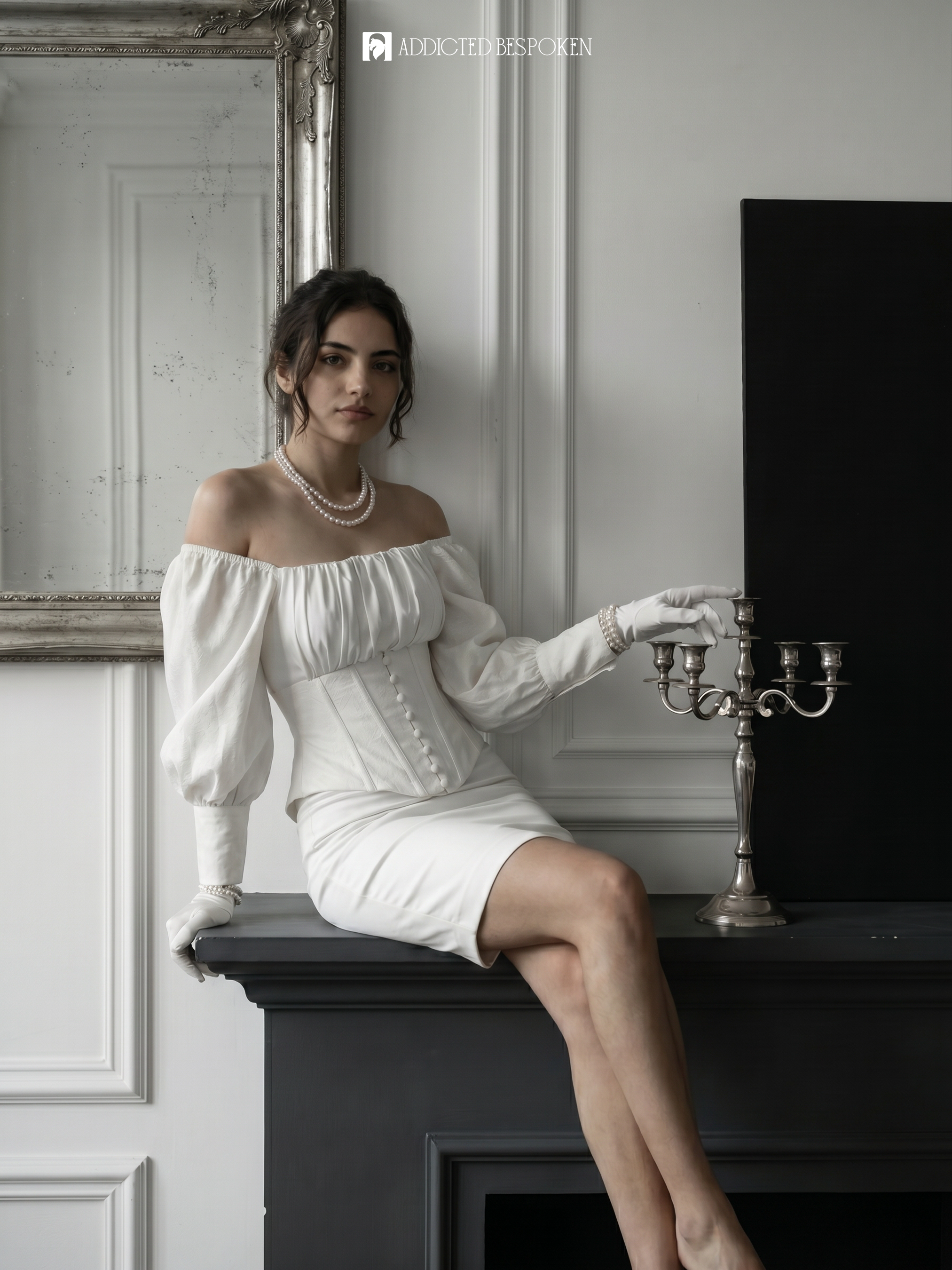 White Corset Puff Sleeve Dress Addicted Bespoken
