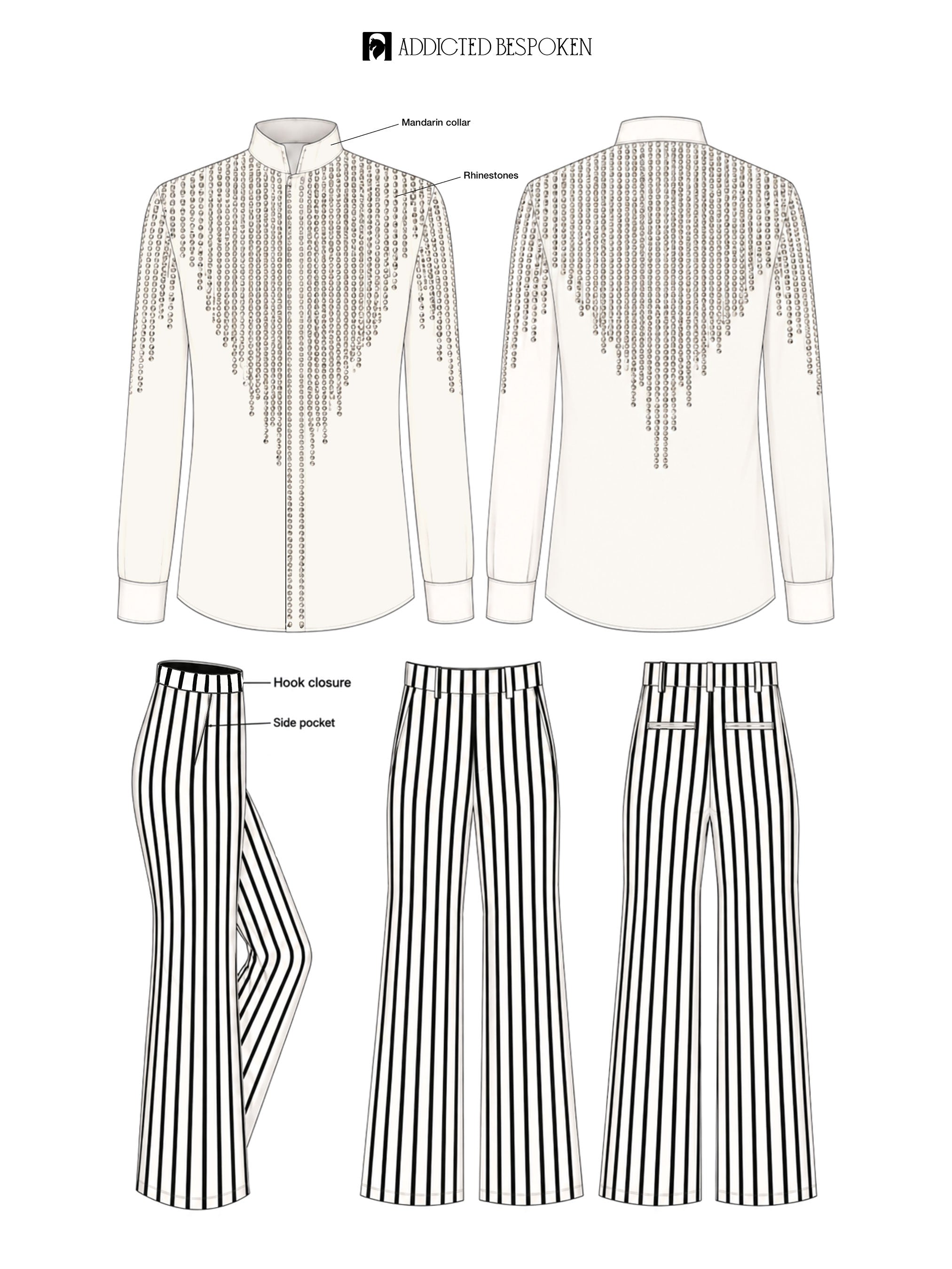 Rhinestone Waterfall Stripe Stage Costume Addicted Bespoken