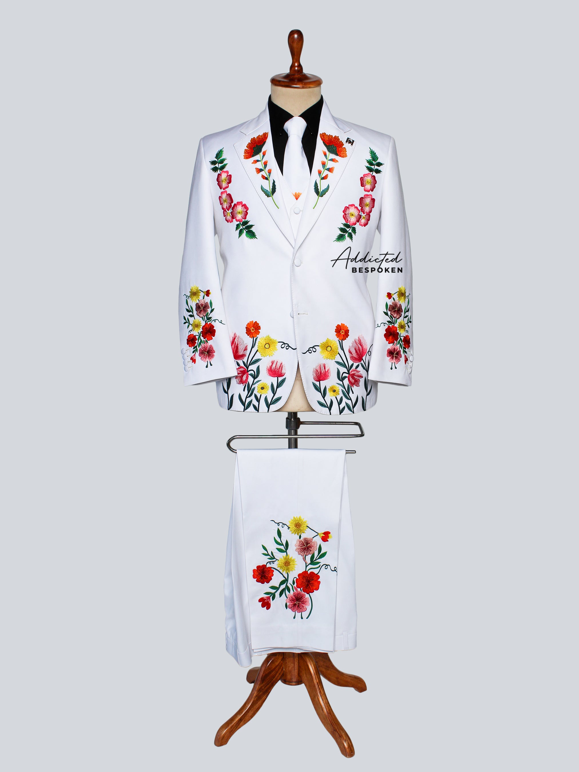 Vibrant Garden-Inspired Embroidered Suit