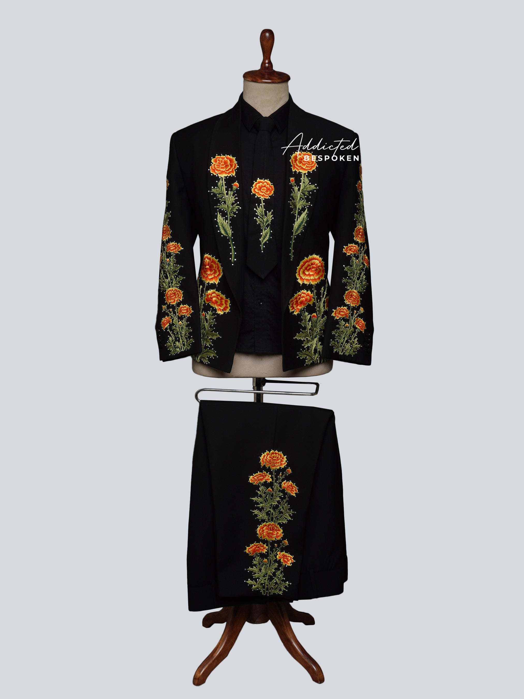 Marigold Vibrant Floral Embroidered Suit Addicted Bespoken