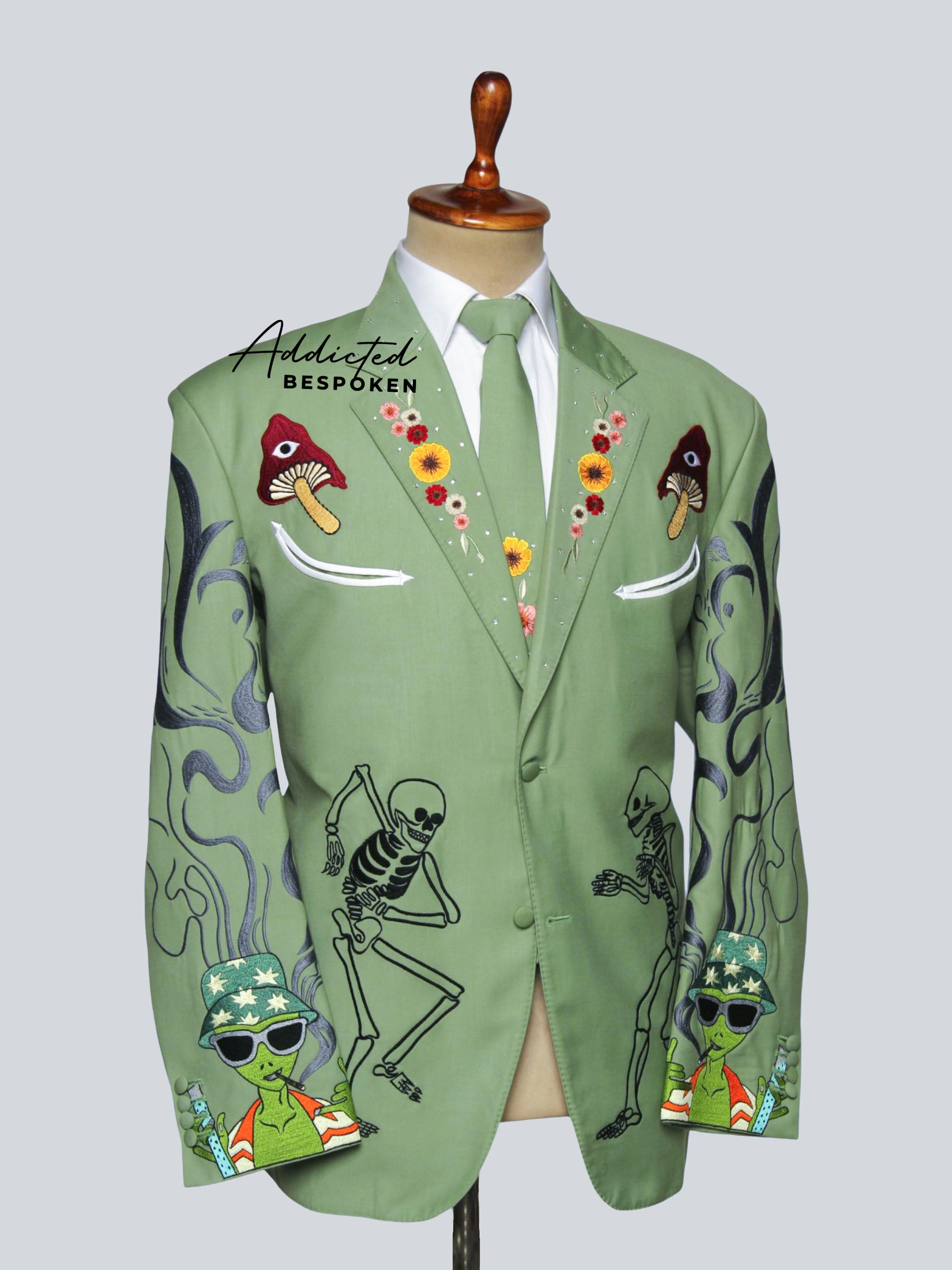 Mystic Skeleton & Mushroom Embroidered Ensemble Addicted Bespoken