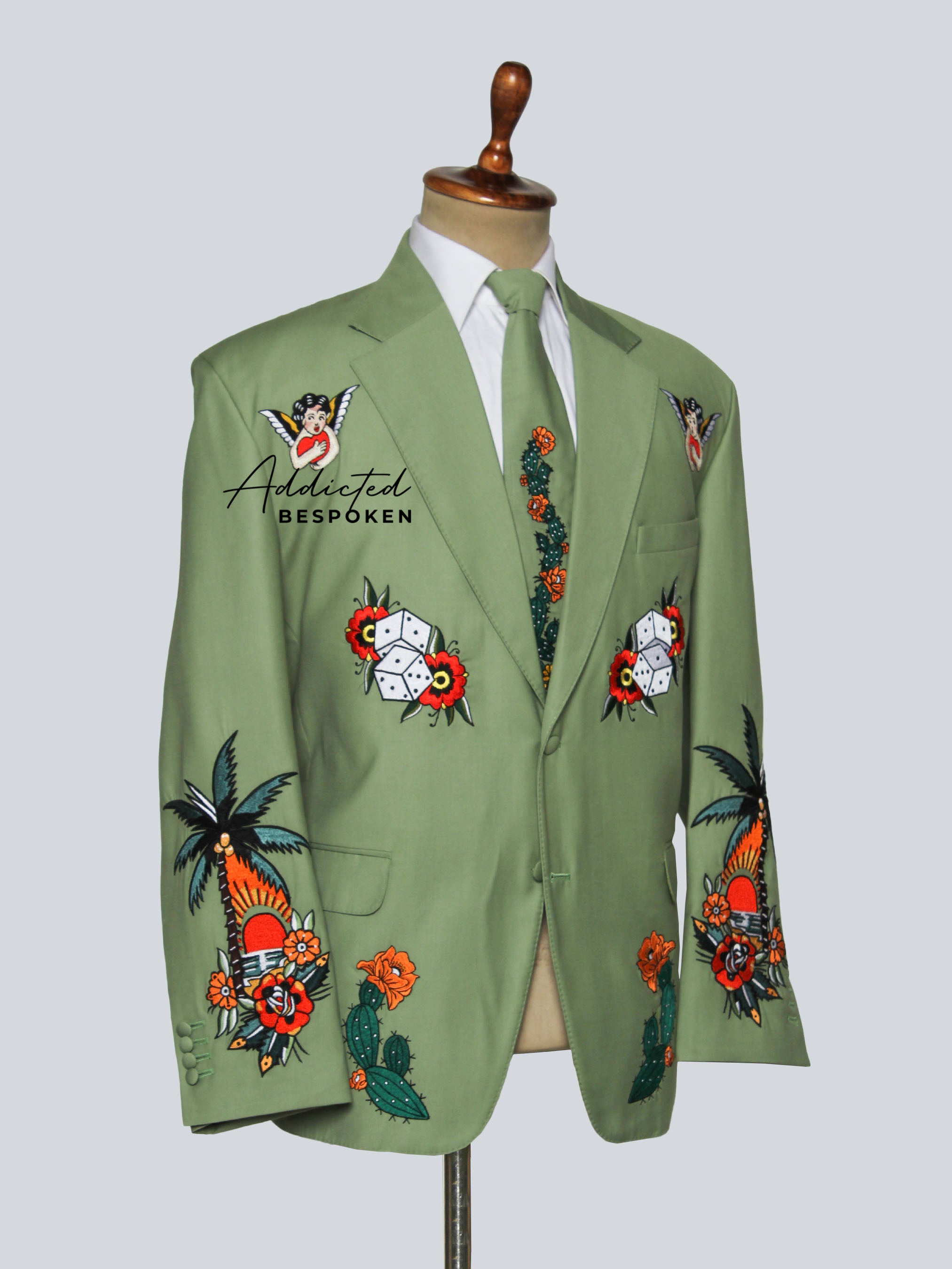 Tropical Embroidery Tailored Suit Addicted Bespoken