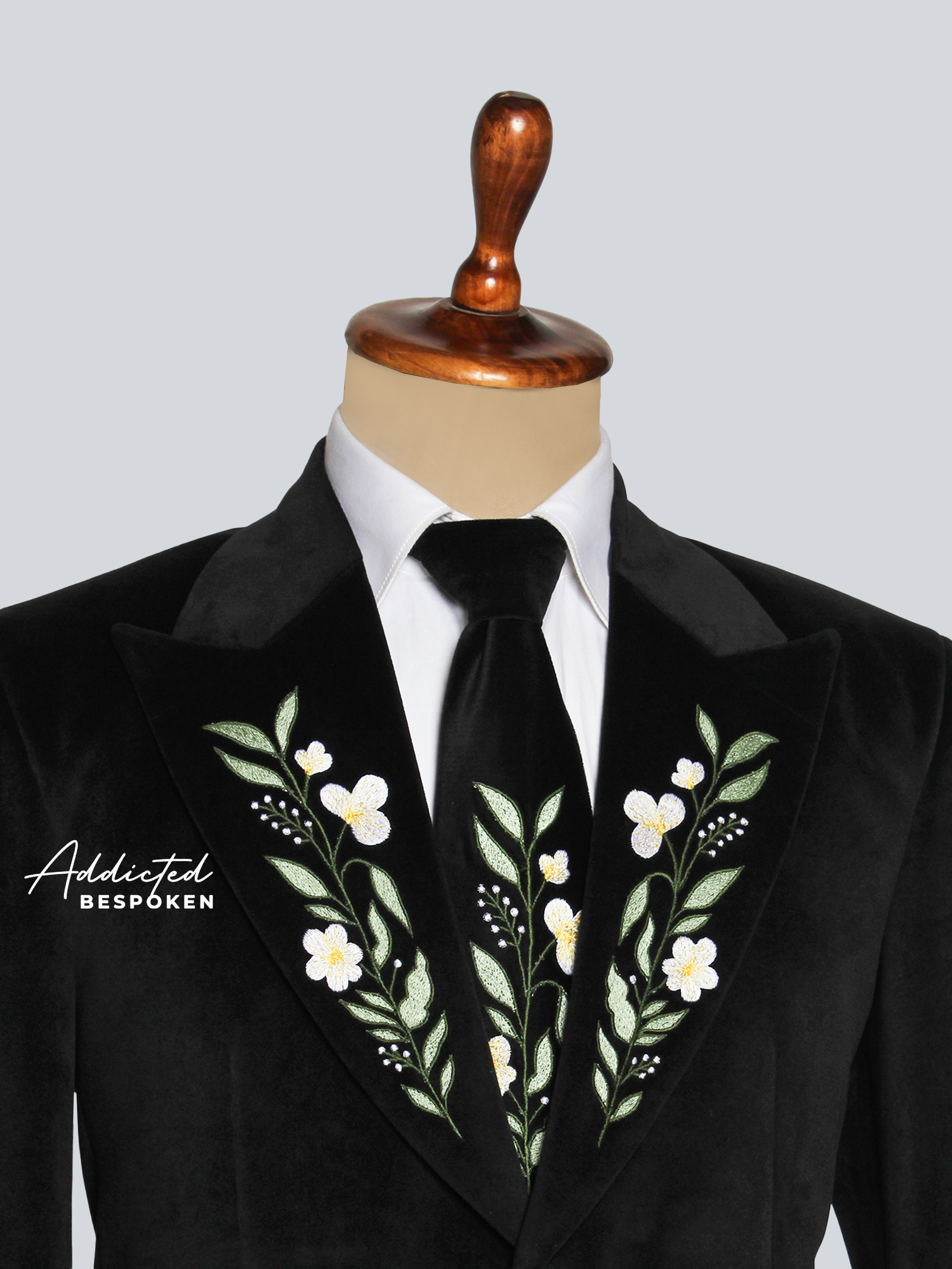 Black Floral Embroidered Suit Addicted Bespoken