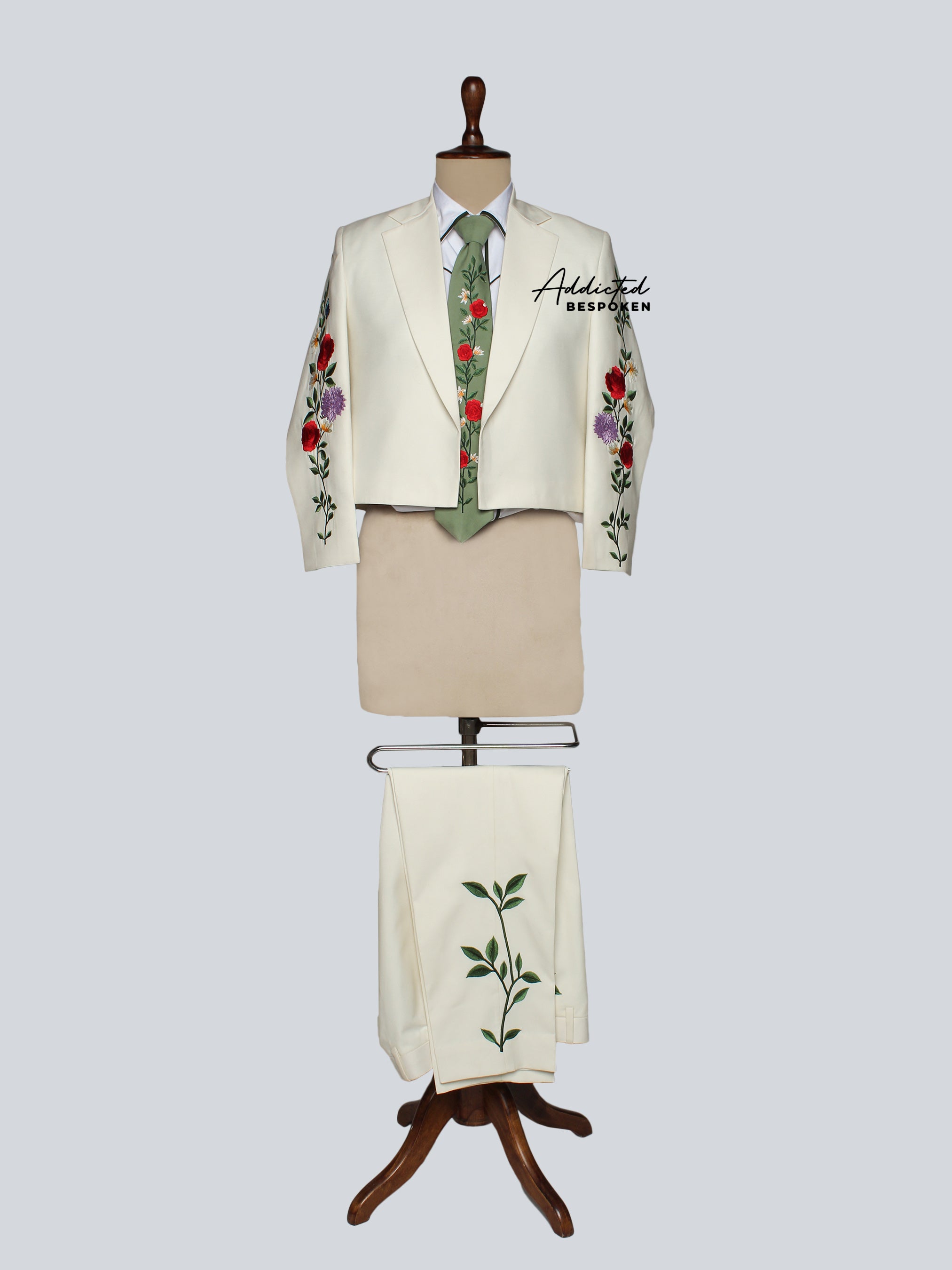 Floral Embroidered Formal Suit