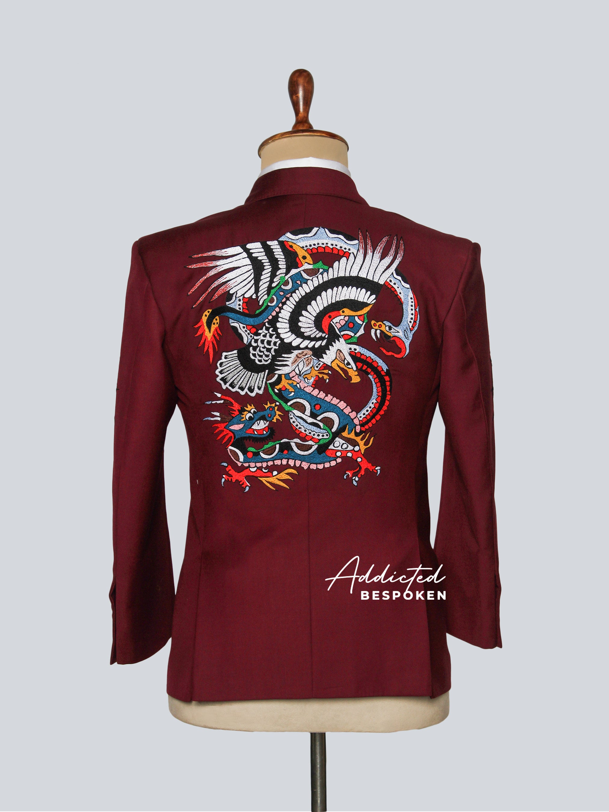 Maroon Wild Warrior Embroidered Suit