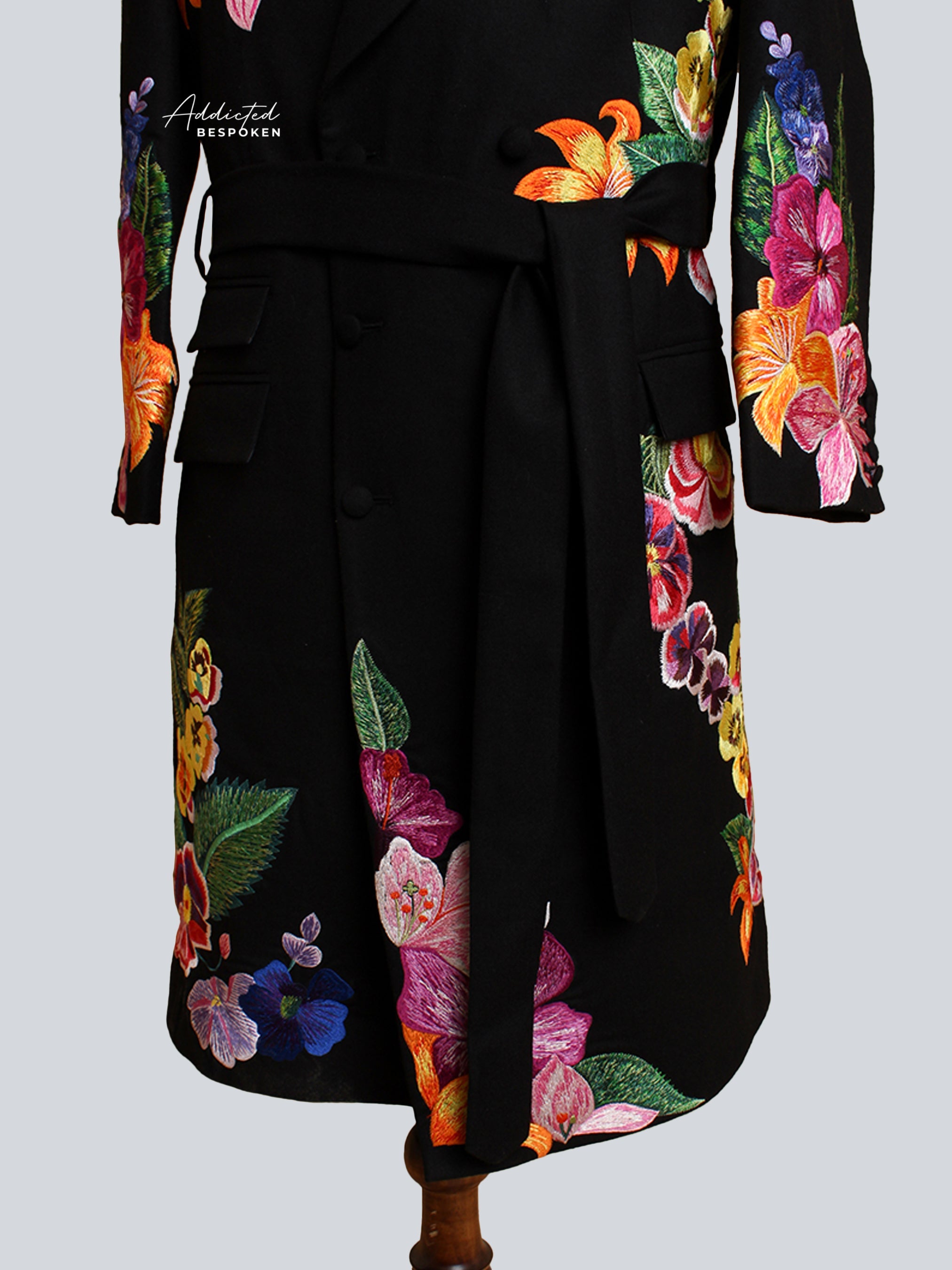 Black Floral Long Coat Addicted Bespoken