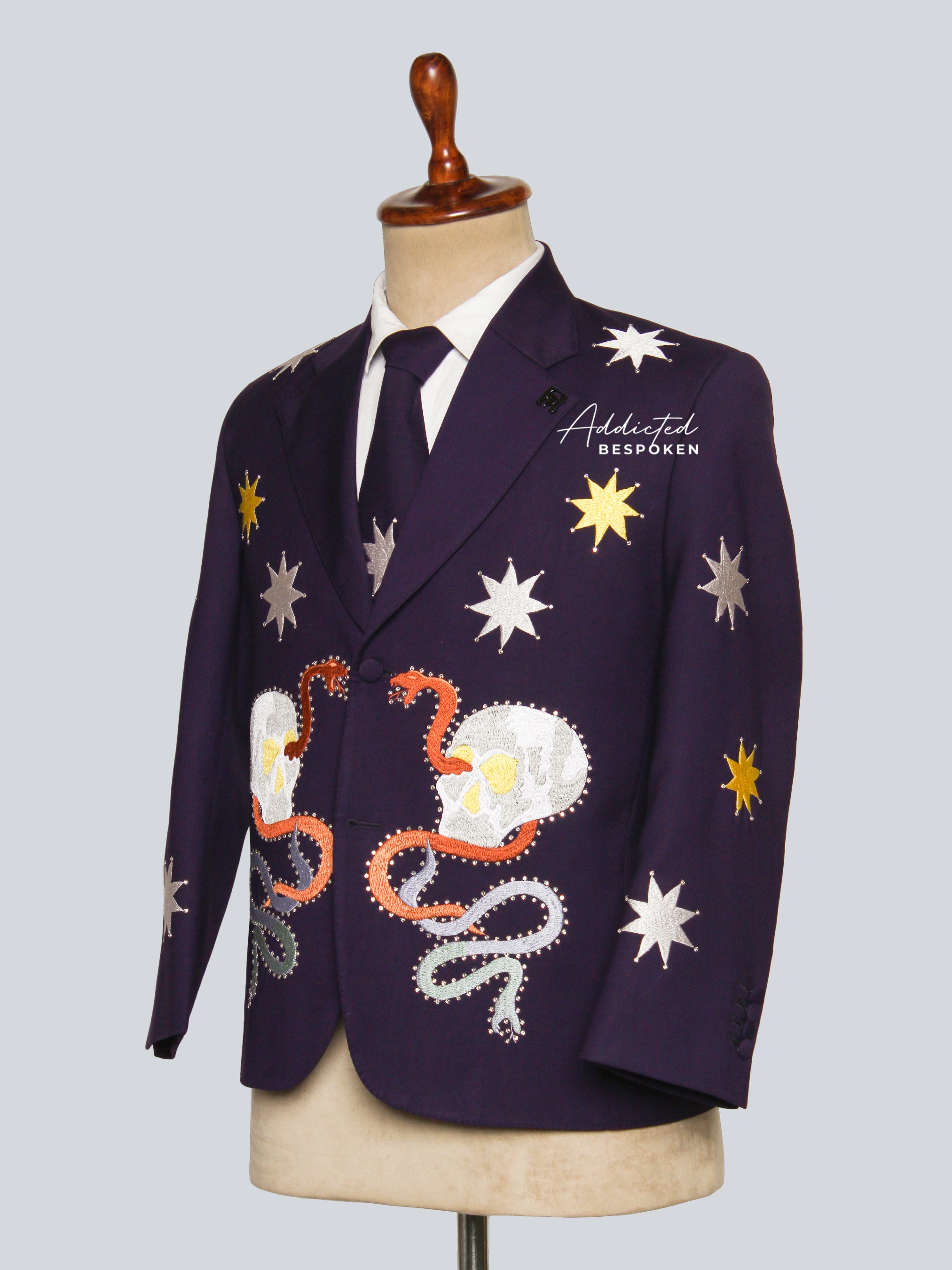 Star Skeleton Rhinestone Embroidered Western Suit