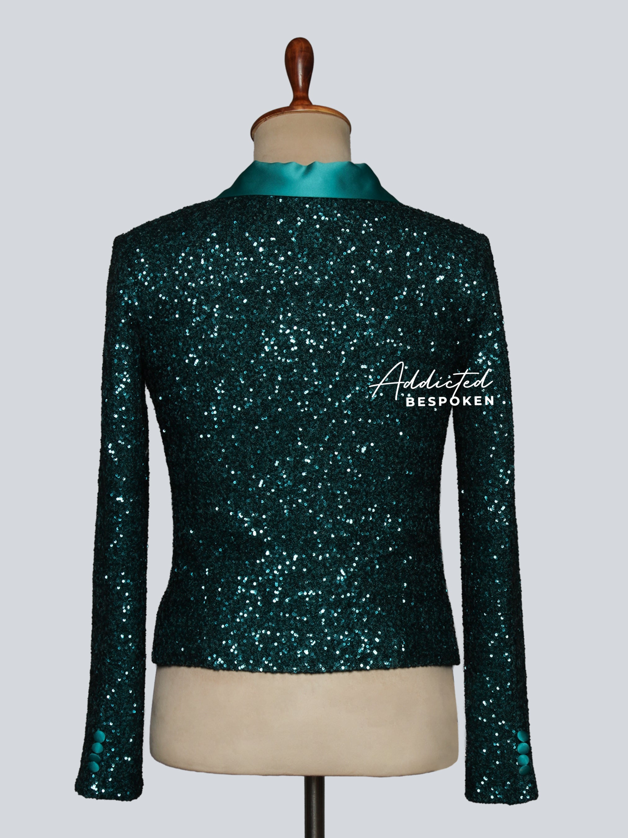 Teal Sequin Blazer Set