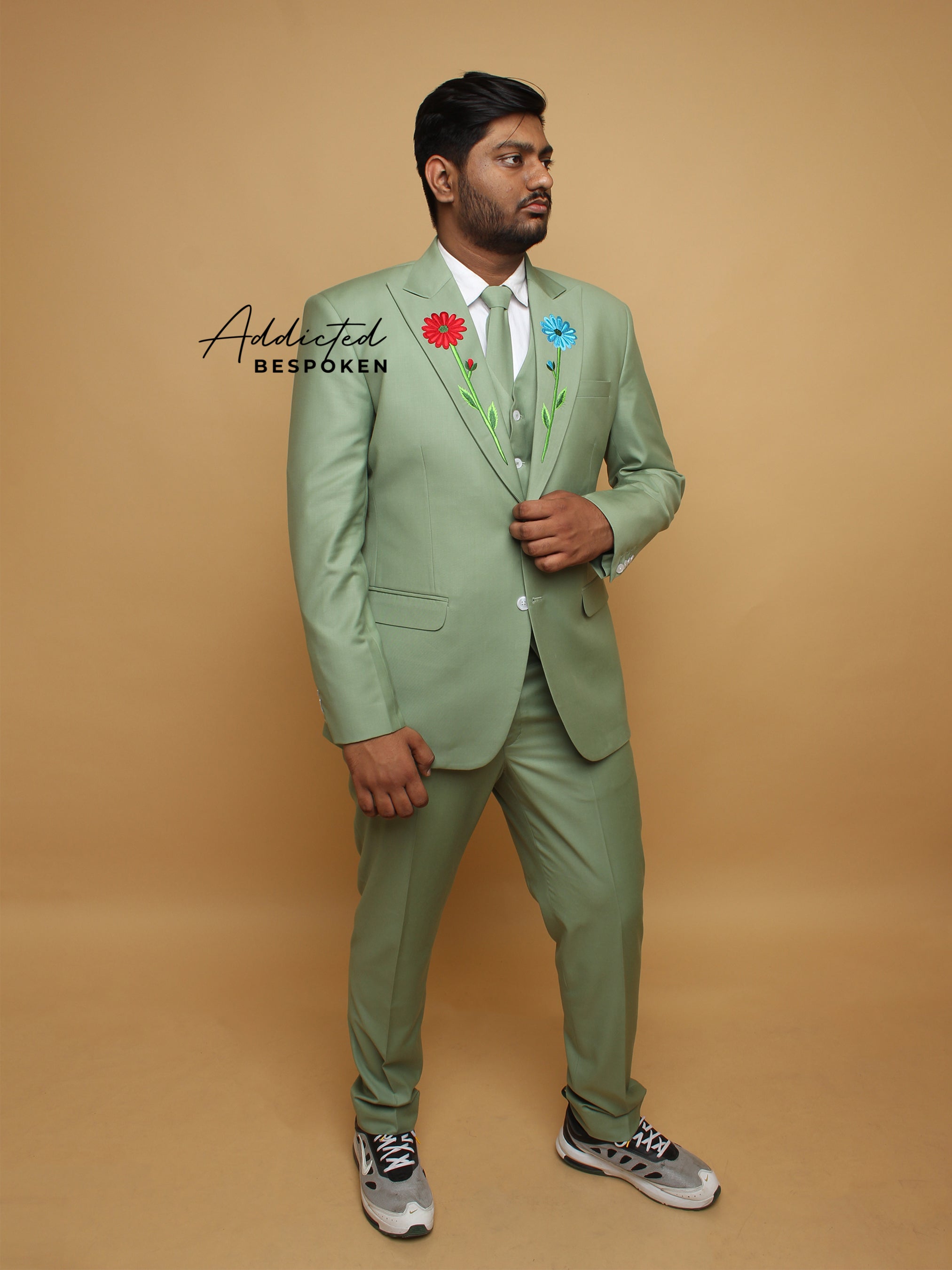 Emerald Floral Wedding Suit Addicted Bespoken