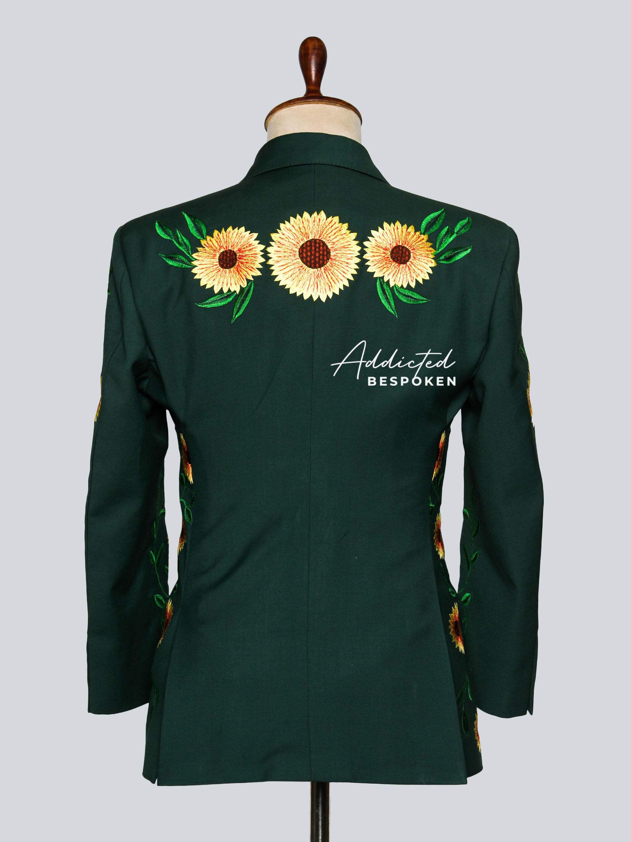 Artful Sunflower Embroidery Two-Piece Cocktail Suit