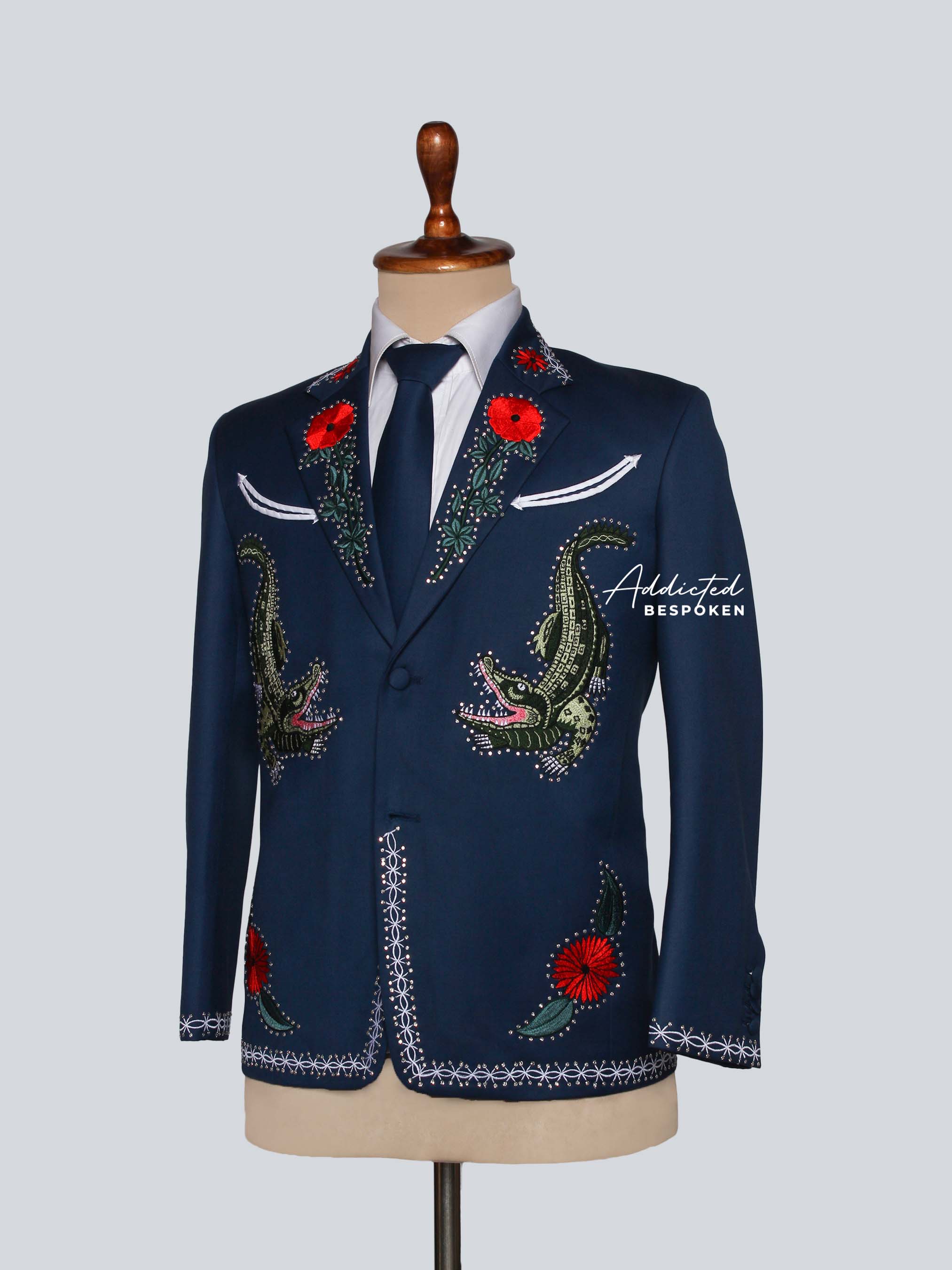 Crocodile Floral Embroidered Suit Addicted Bespoken