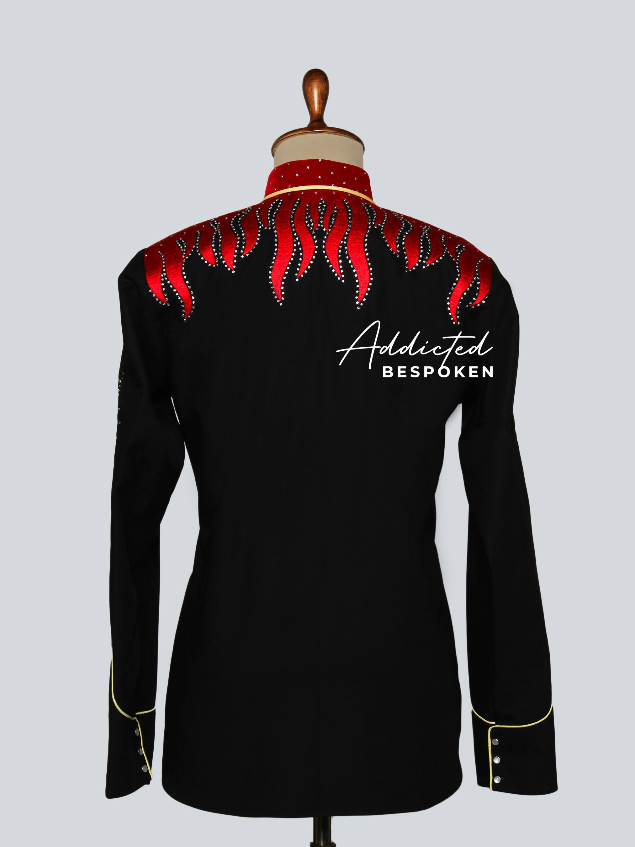 Dragon Flame Embroidered Western Shirt Set Addicted Bespoken