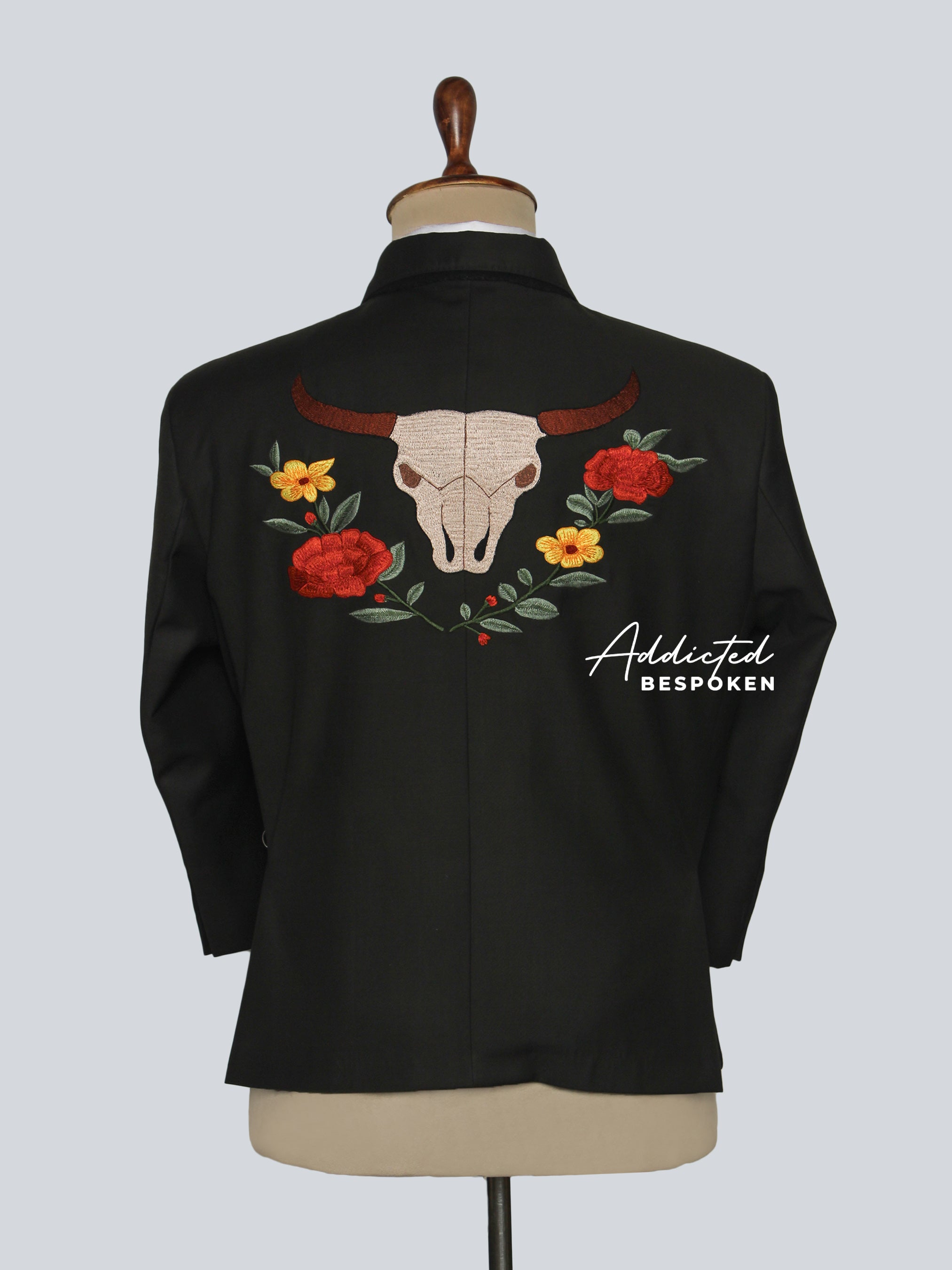 Black Floral Embroidered Blazer Addicted Bespoken
