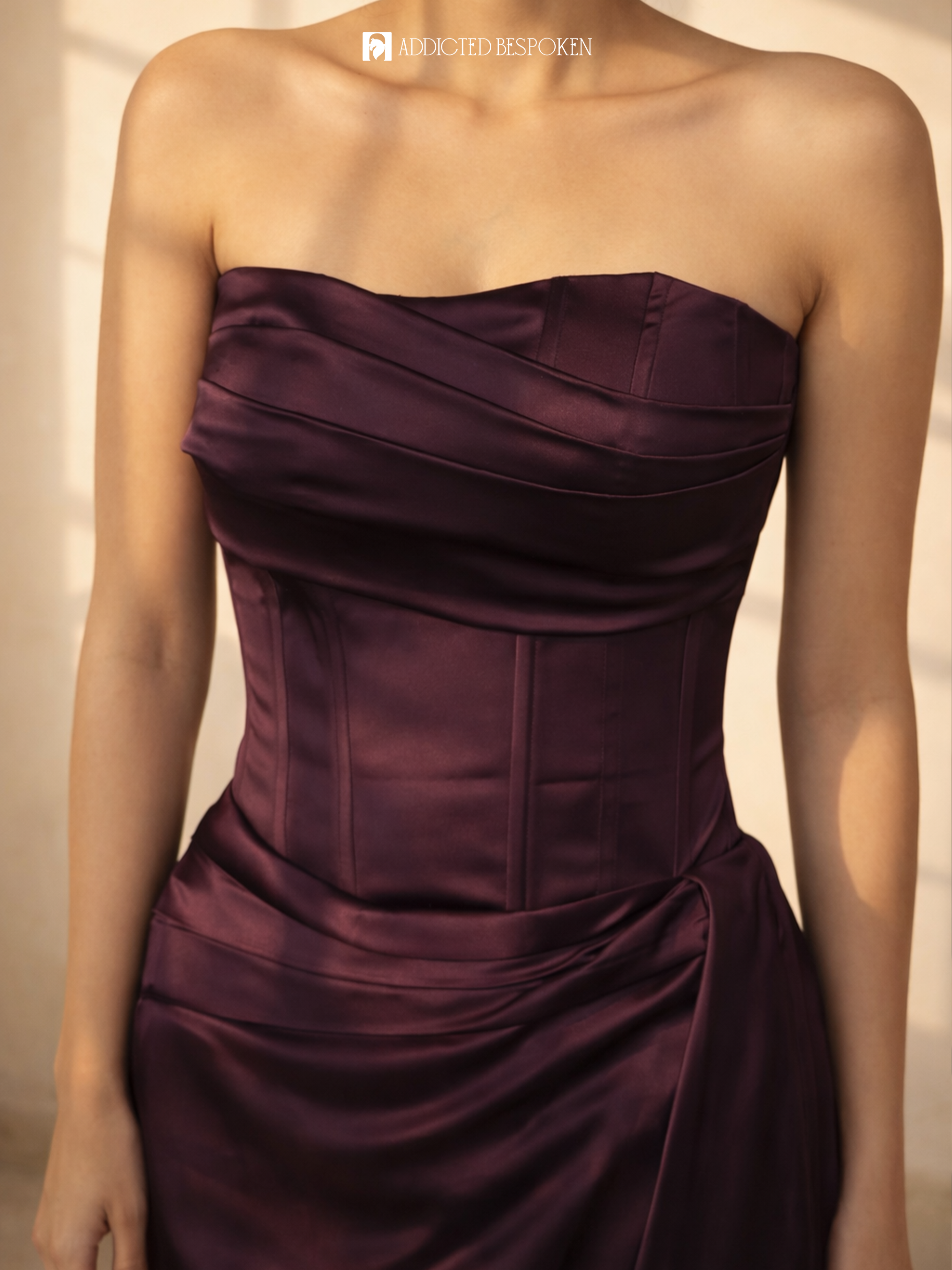 Satin Strapless Midi Dress Addicted Bespoken