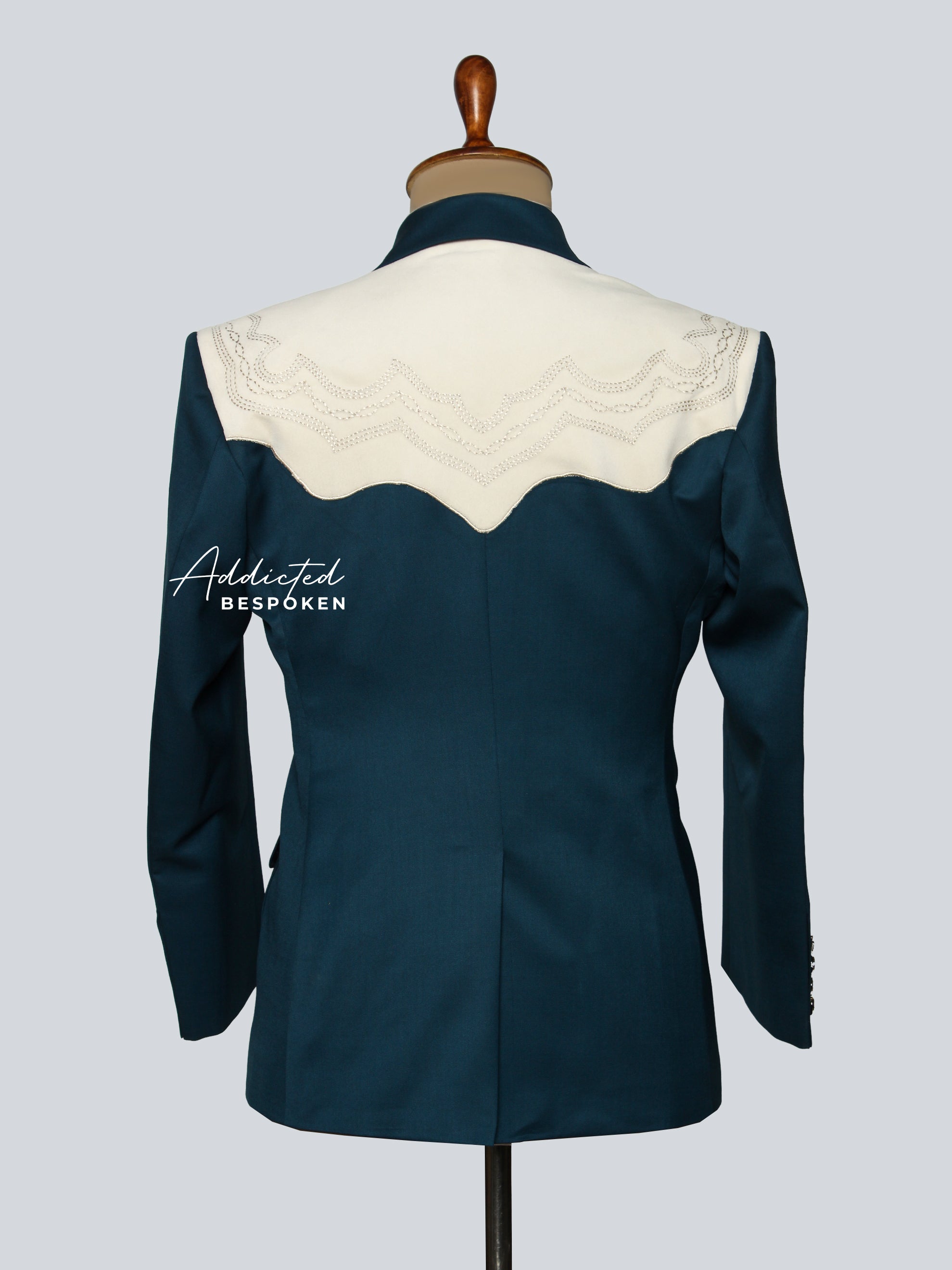 Men’s Deep Teal & Ivory Western Suit Addicted Bespoken