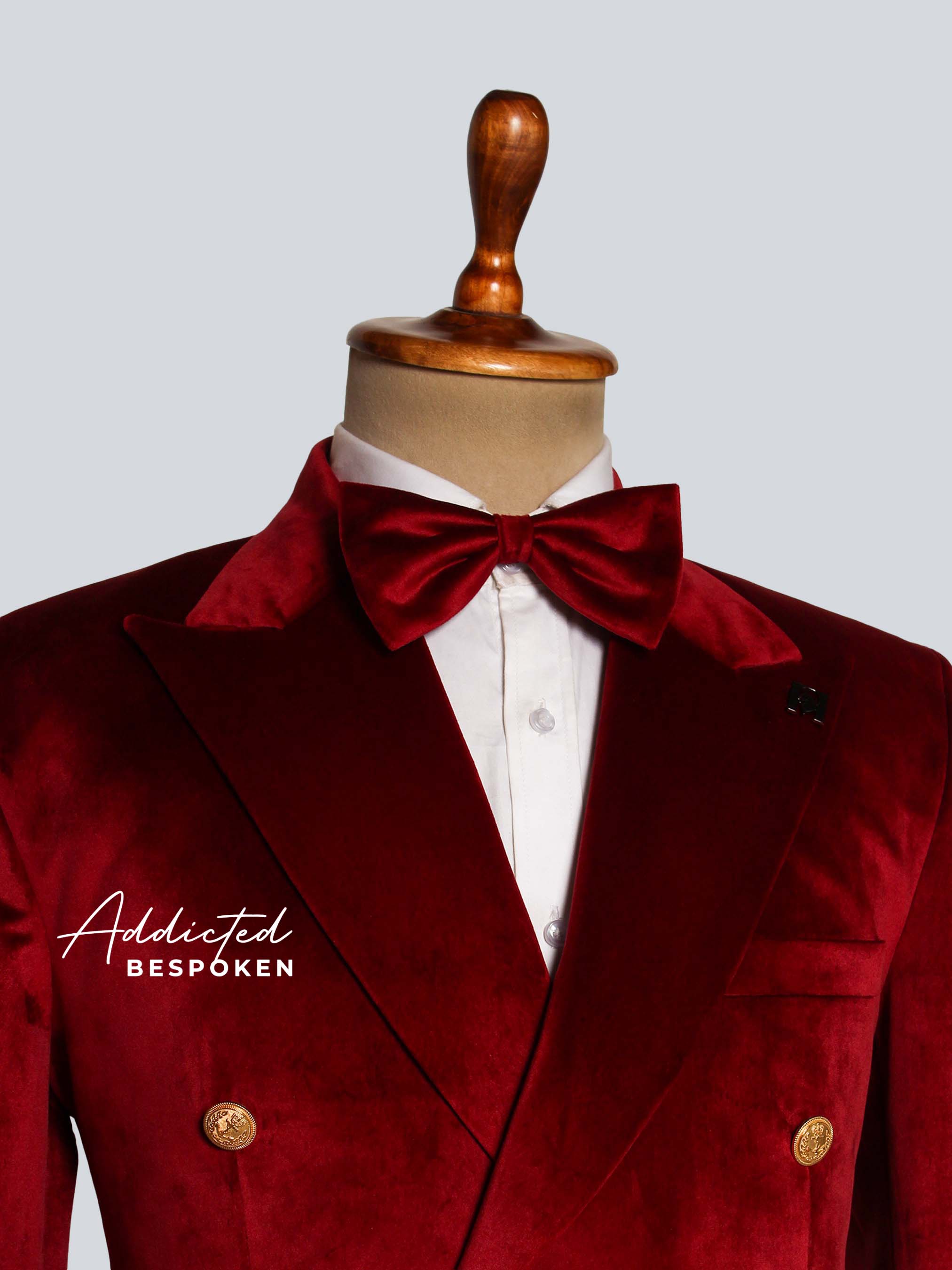 Red Velvet Double-Breasted Suit Addicted Bespoken