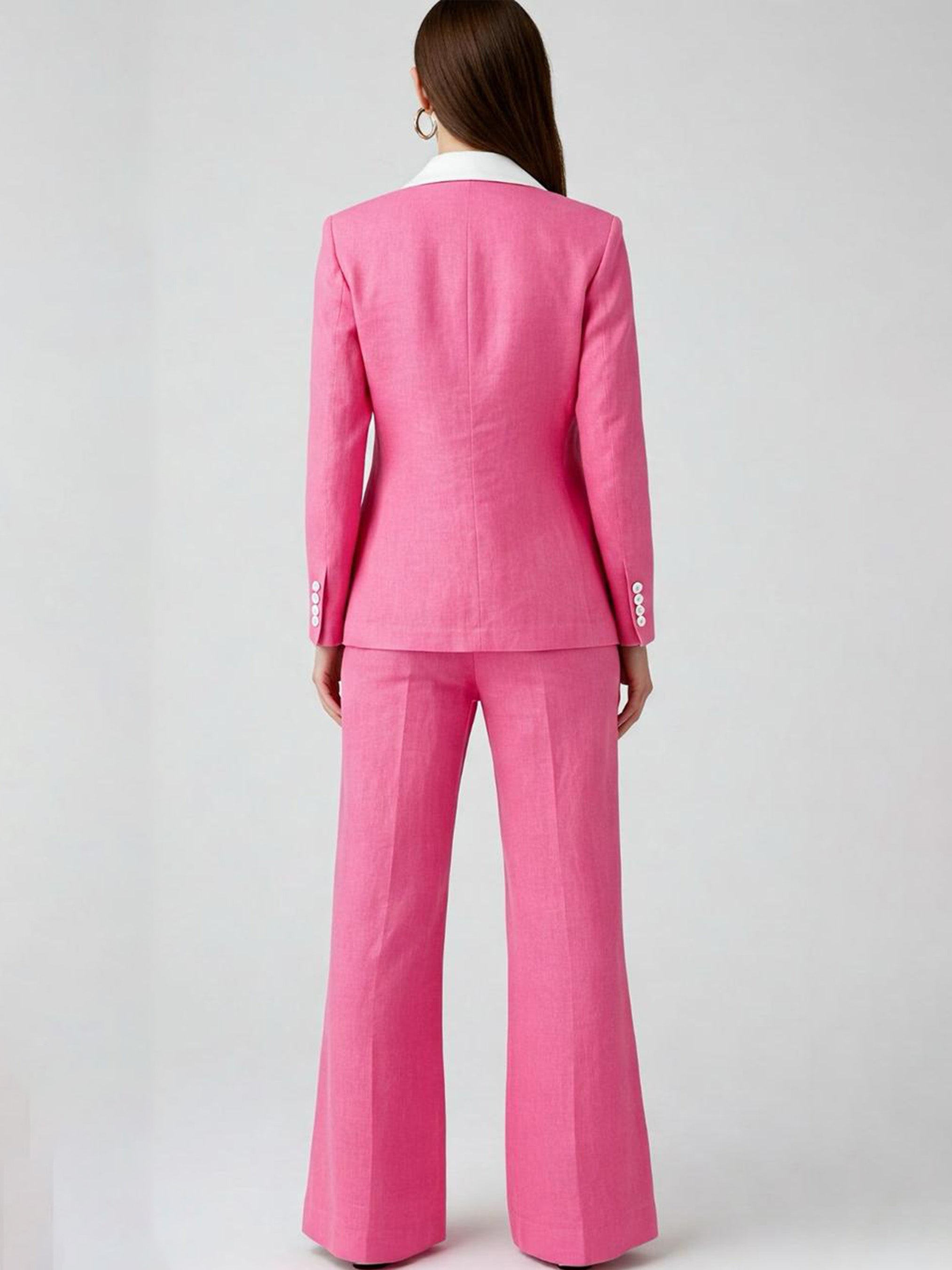 Bold Curve Contrast Lapel Suit