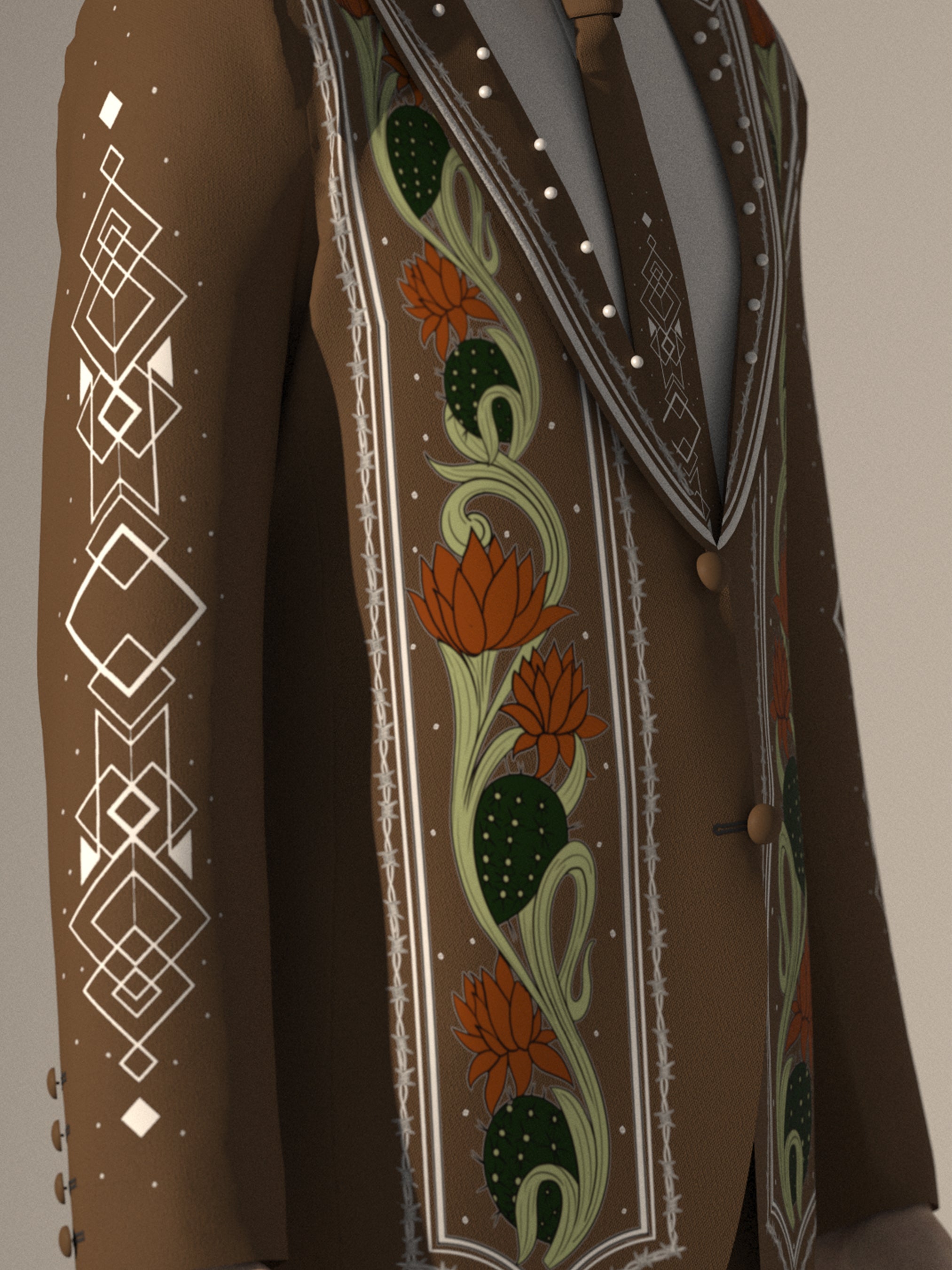 Rustic Cactus Embroidered Ensemble