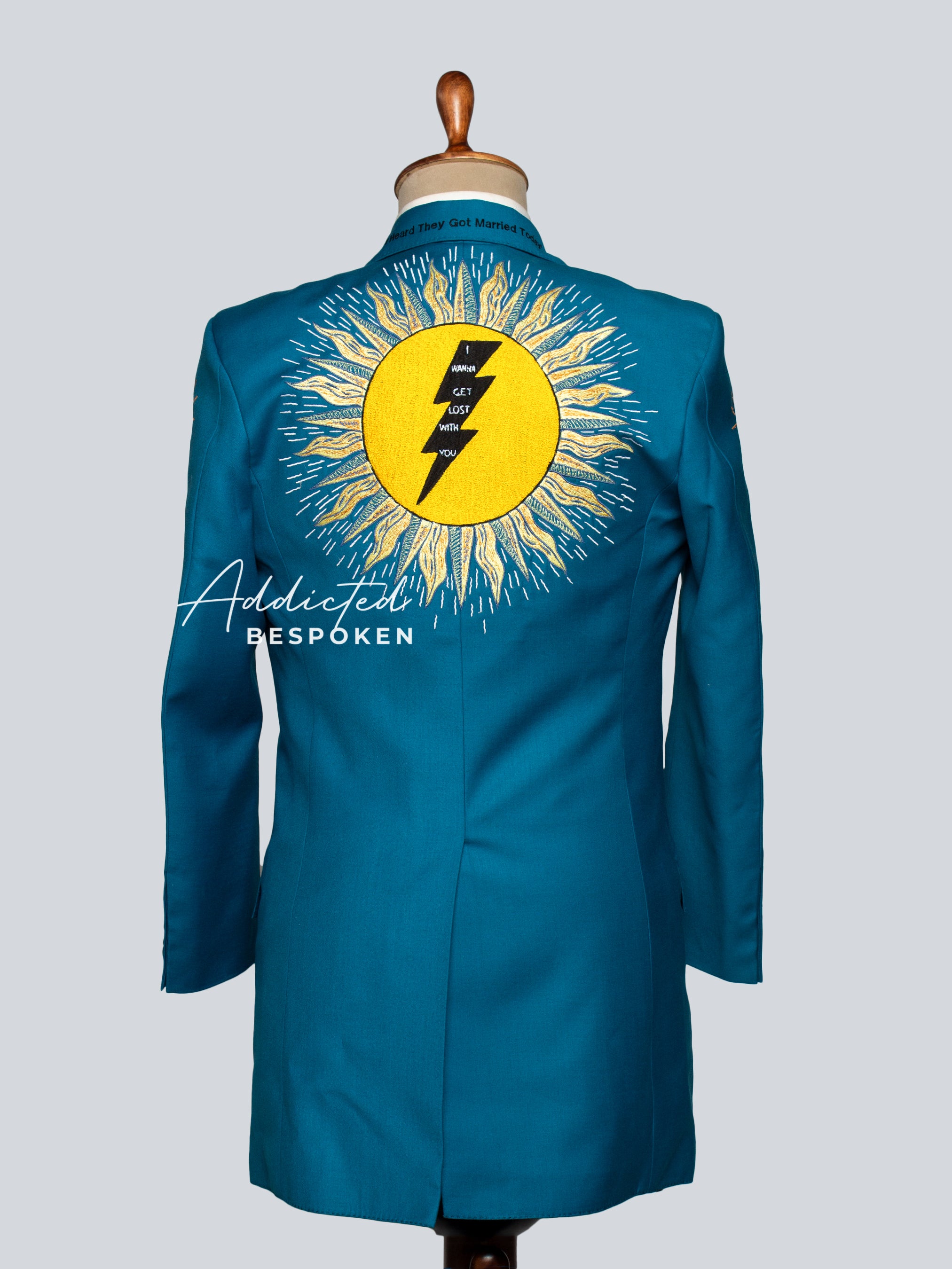 Bold Bespoke Suit with Eclectic Embroidered Embellishments