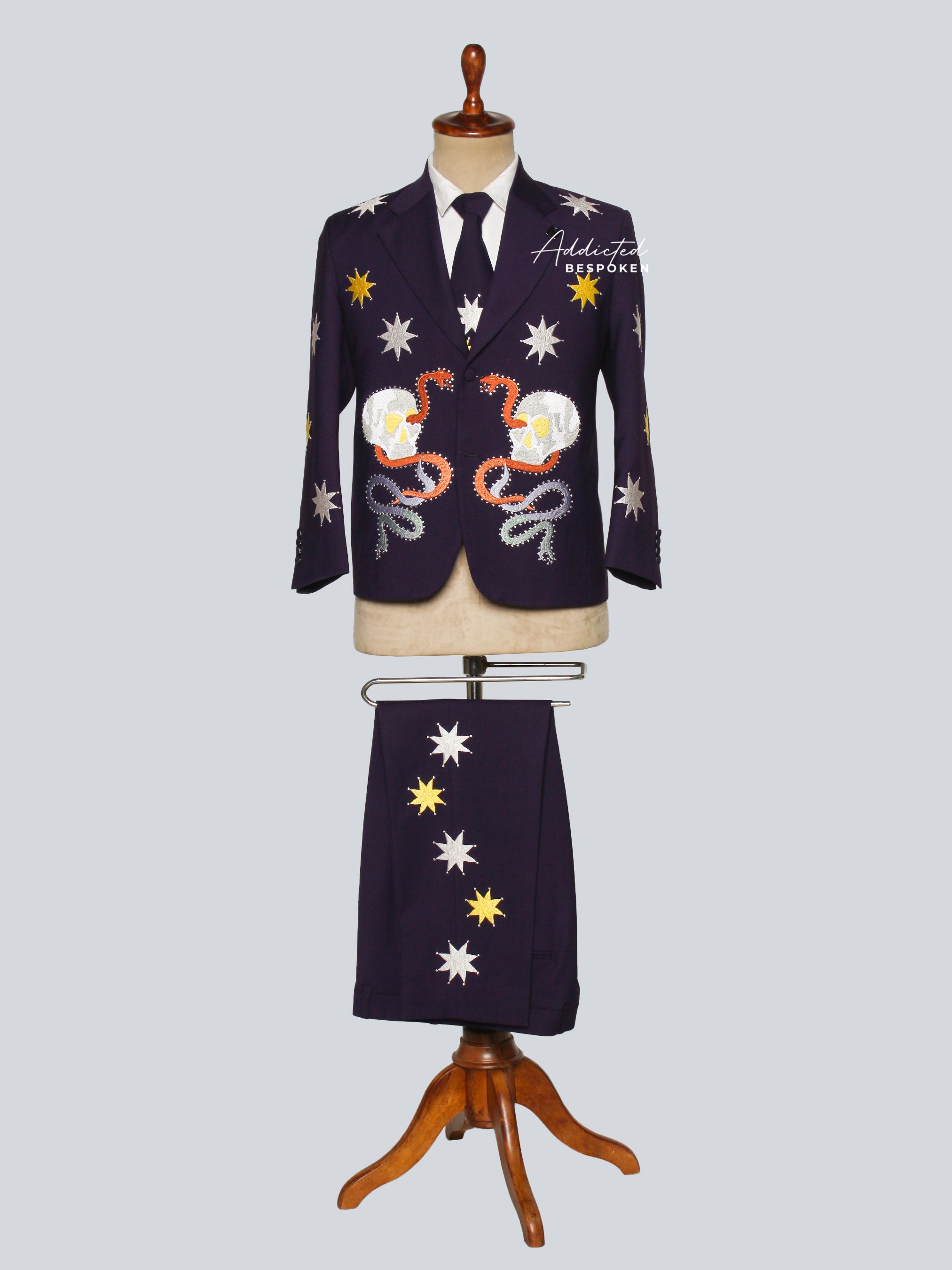 Star Skeleton Rhinestone Embroidered Western Suit