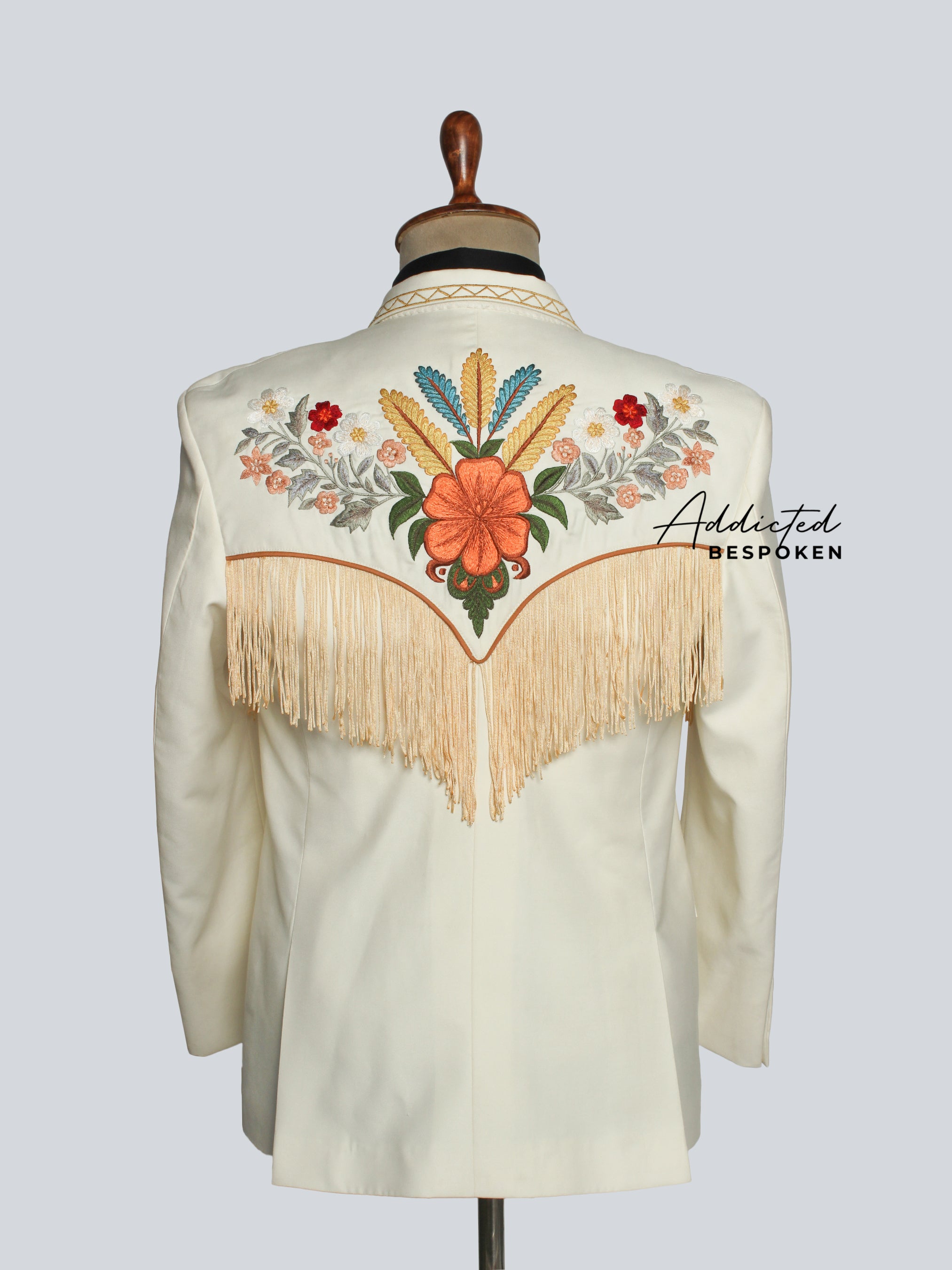 Floral Embroidered Fringe Suit