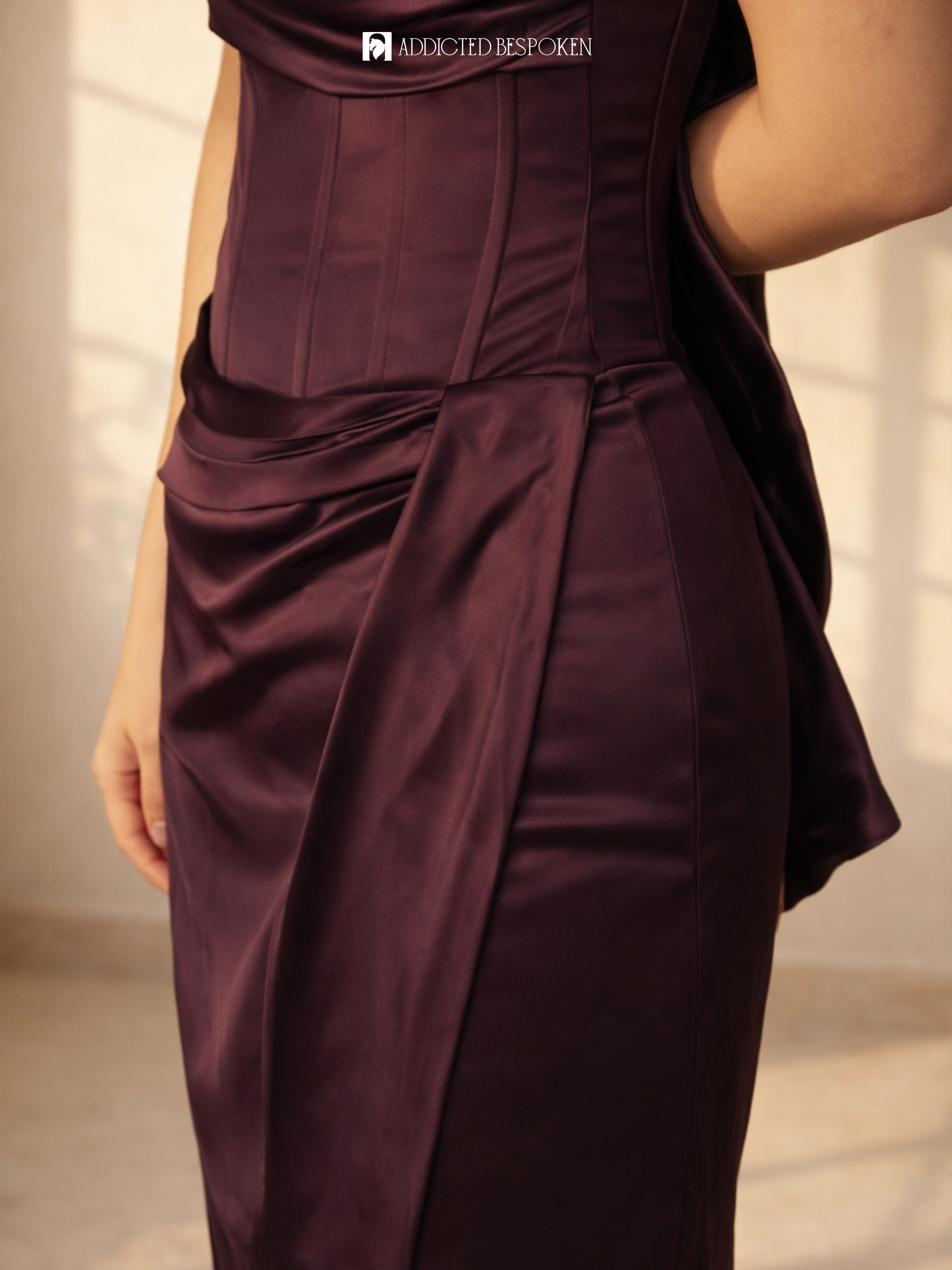 Satin Strapless Midi Dress Addicted Bespoken