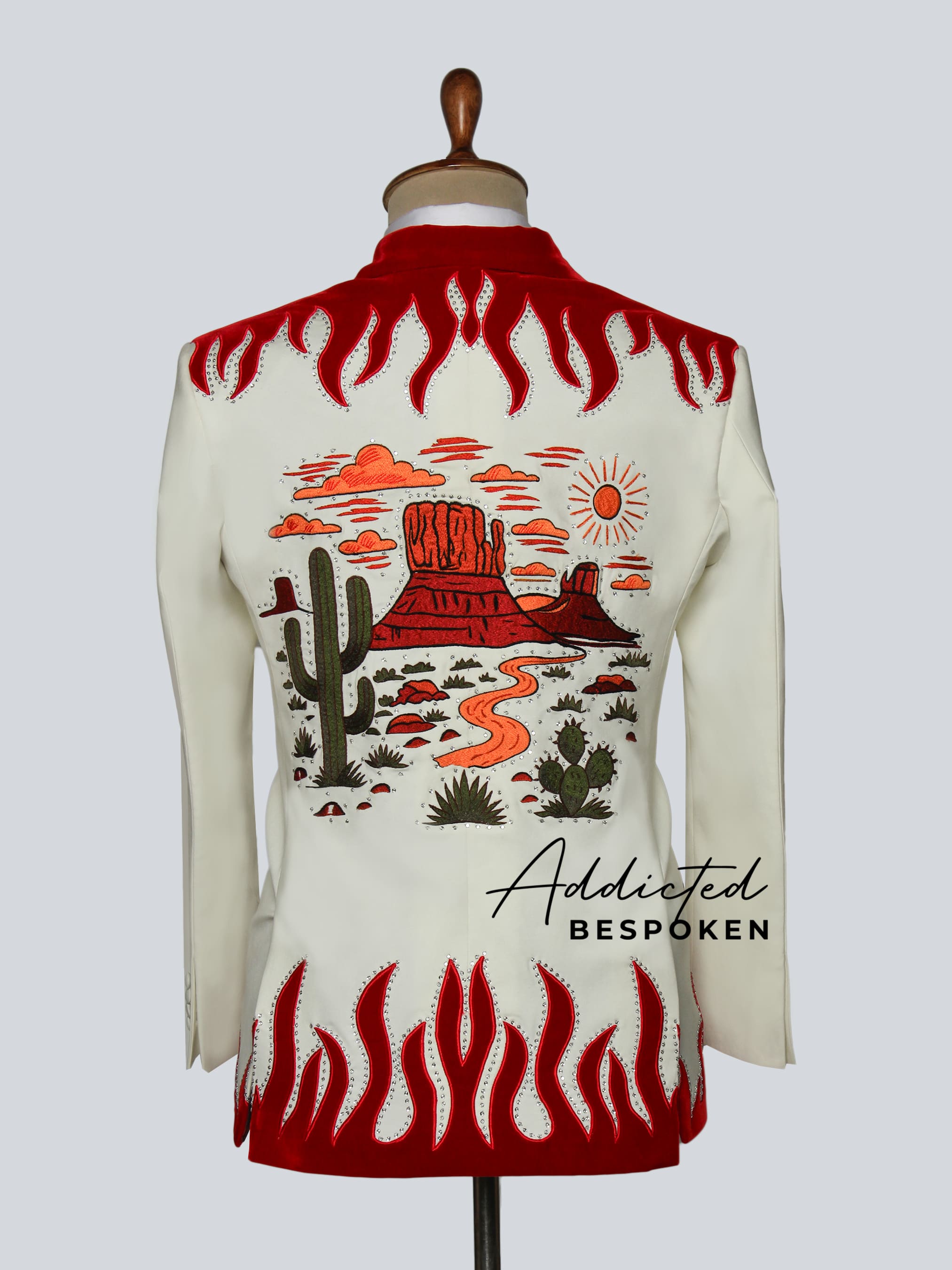 Phoenix Flame Embroidered Suit Addicted Bespoken