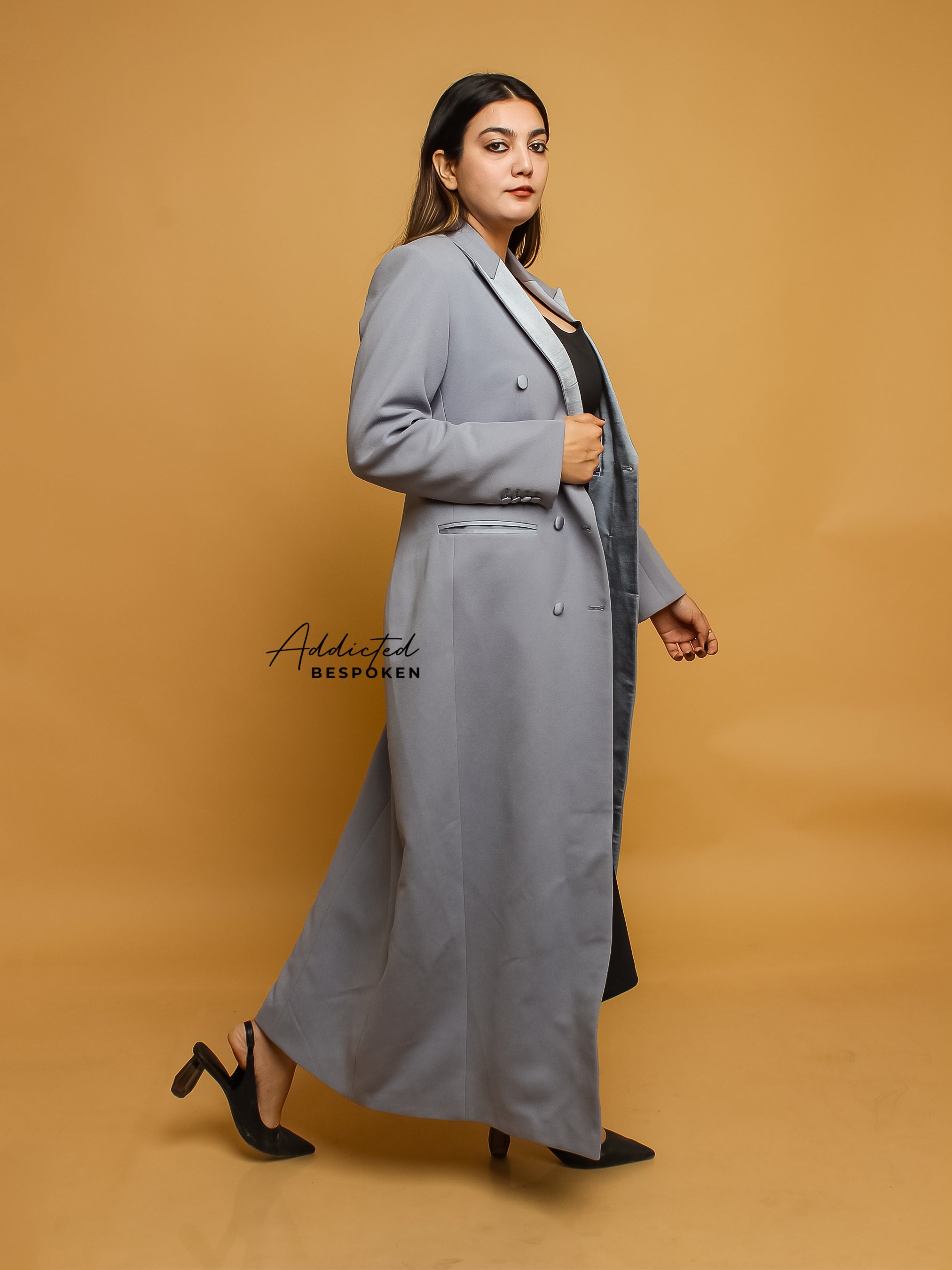 Grey Long Blazer Dress Addicted Bespoken